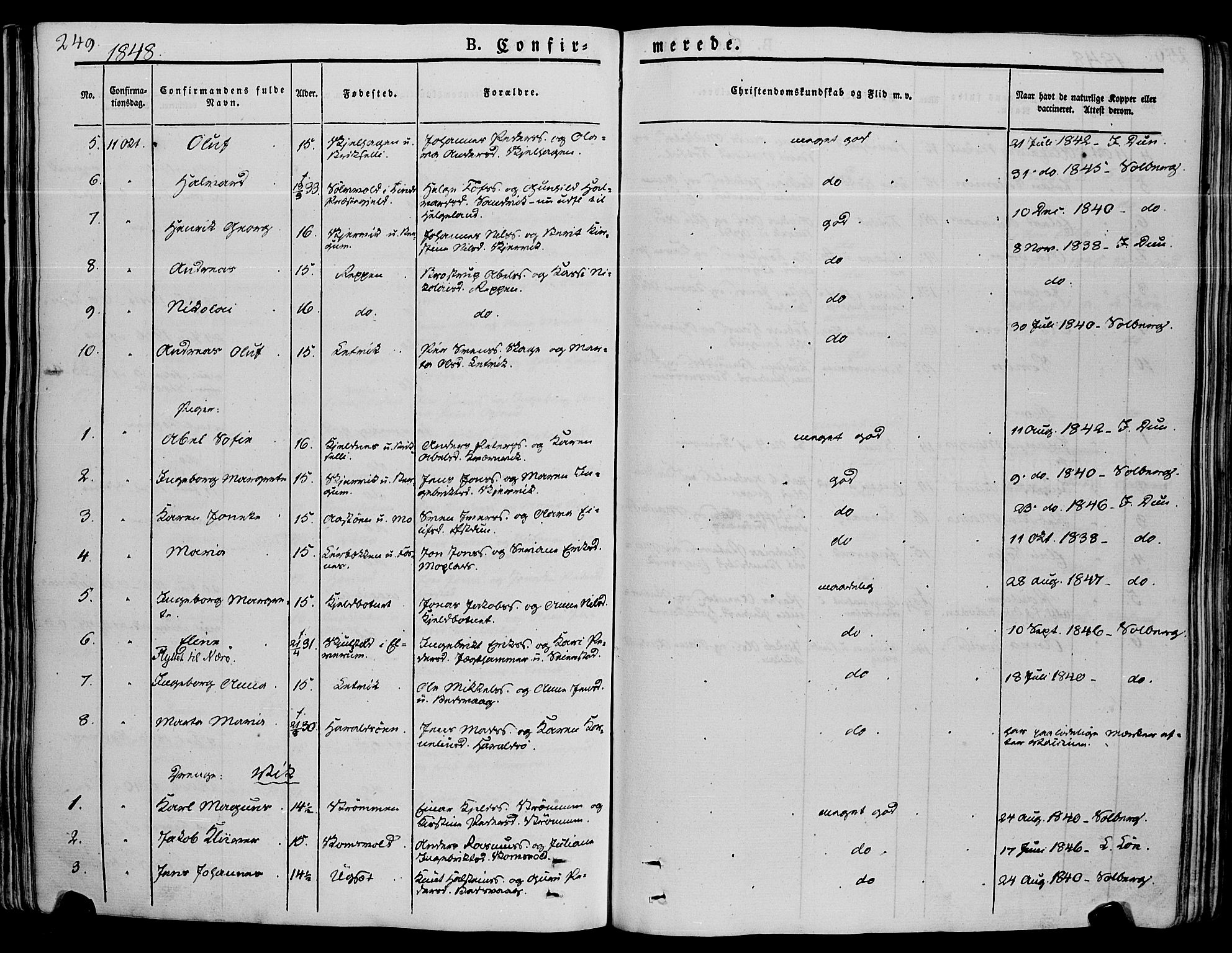 Ministerialprotokoller, klokkerbøker og fødselsregistre - Nord-Trøndelag, SAT/A-1458/773/L0614: Ministerialbok nr. 773A05, 1831-1856, s. 249
