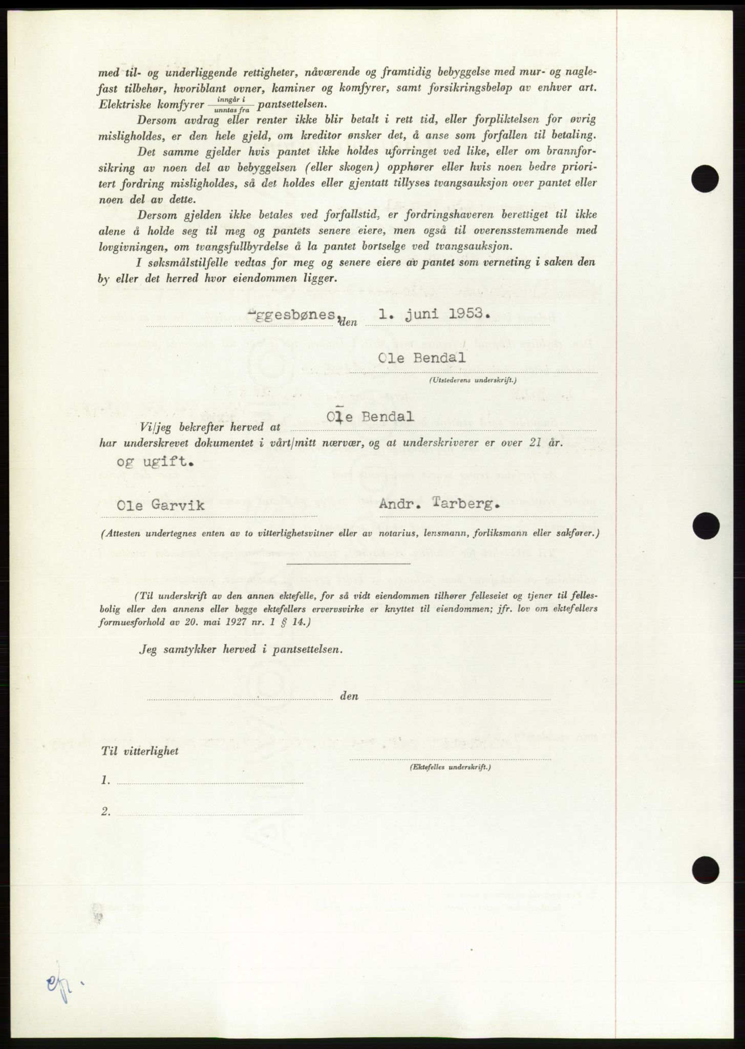 Søre Sunnmøre sorenskriveri, AV/SAT-A-4122/1/2/2C/L0123: Pantebok nr. 11B, 1953-1953, Dagboknr: 1346/1953