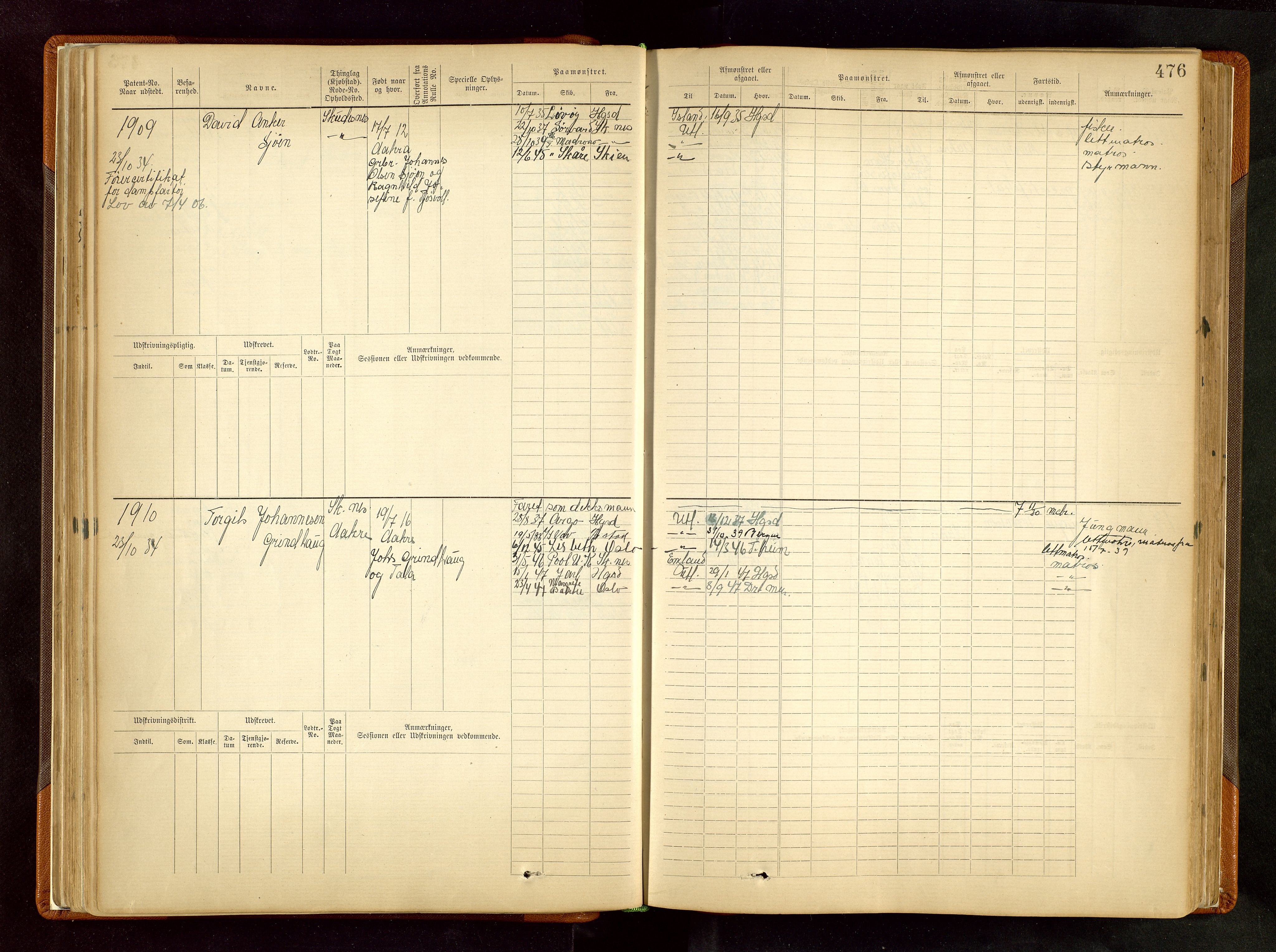 Haugesund sjømannskontor, AV/SAST-A-102007/F/Fb/Fbb/L0002: Sjøfartsrulle Skudenes kretsnr. 959-2439, 1860-1948, s. 476