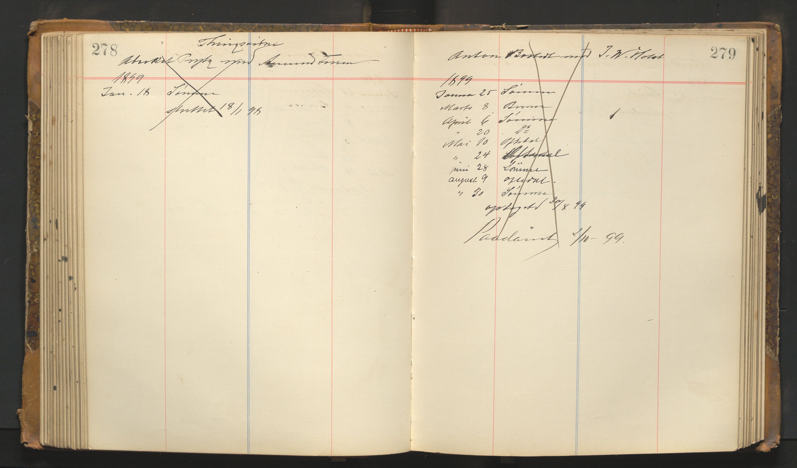 Stavanger byfogd, AV/SAST-A-101408/001/3/32/32A/L0002: Saksliste for Stavanger byting, 1894-1900, s. 278-279