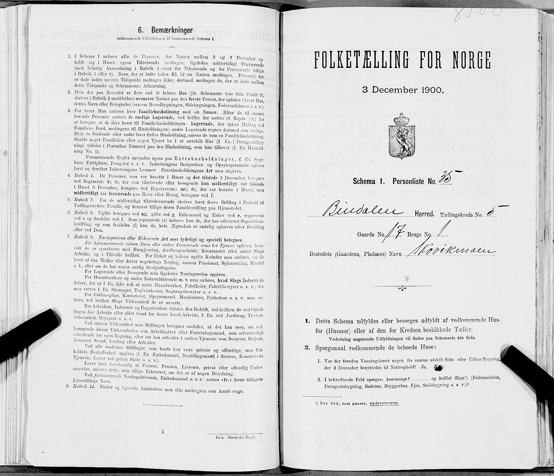 SAT, Folketelling 1900 for 1811 Bindal herred, 1900, s. 843