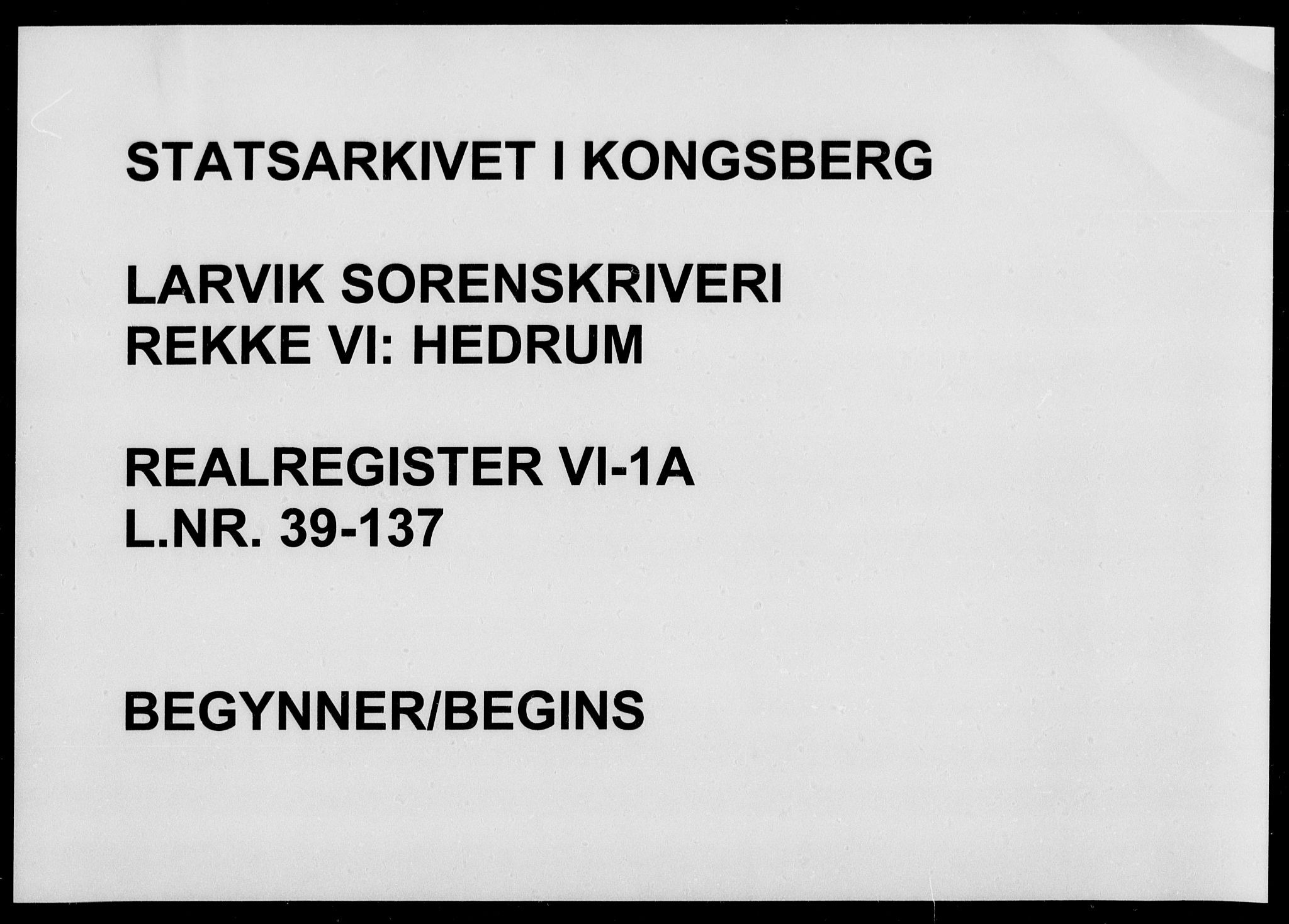Larvik sorenskriveri, SAKO/A-83/G/Gb/Gbg/L0001a: Panteregister nr. VI 1a