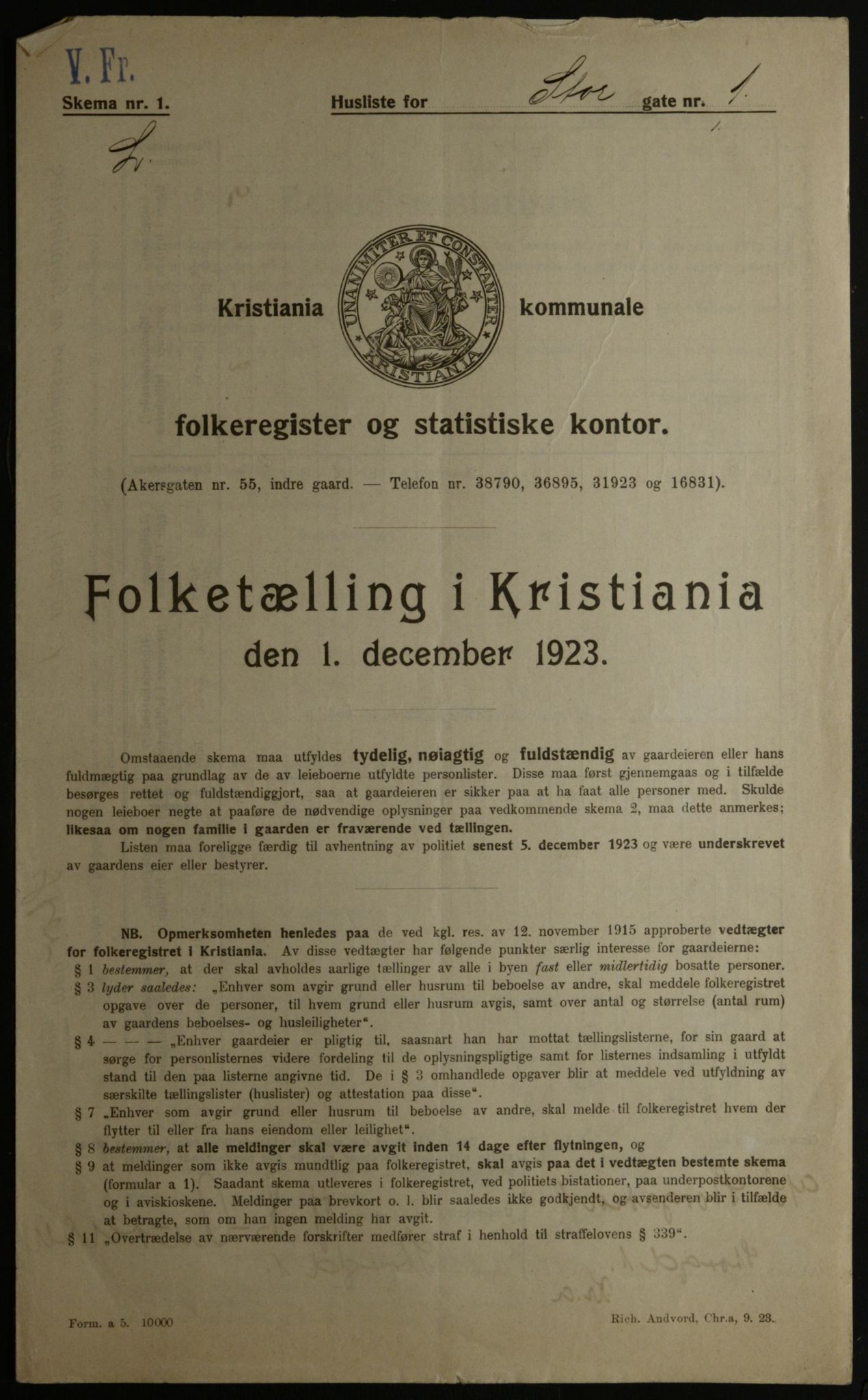 OBA, Kommunal folketelling 1.12.1923 for Kristiania, 1923, s. 114062