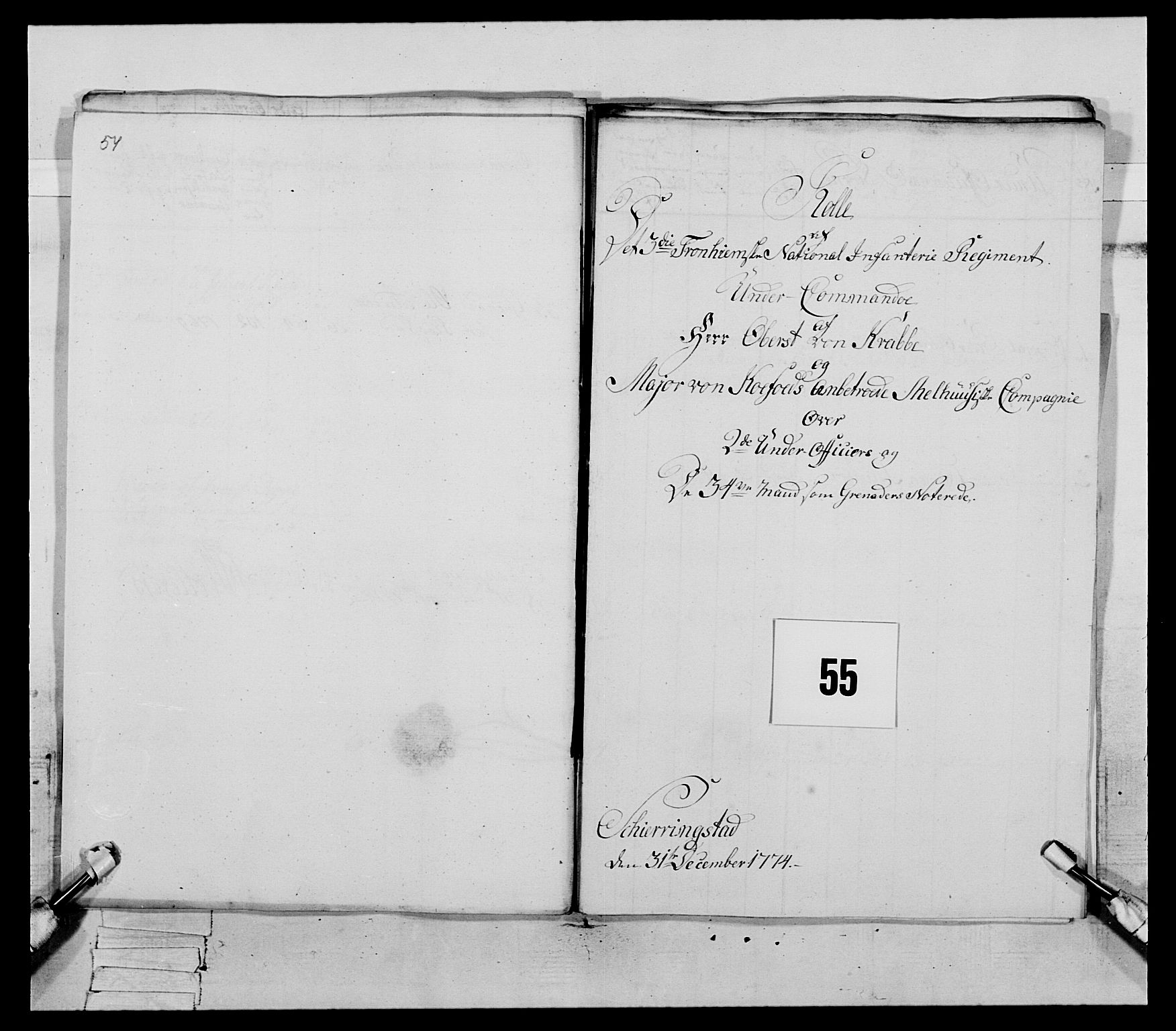 Generalitets- og kommissariatskollegiet, Det kongelige norske kommissariatskollegium, RA/EA-5420/E/Eh/L0085: 3. Trondheimske nasjonale infanteriregiment, 1773-1775, s. 347