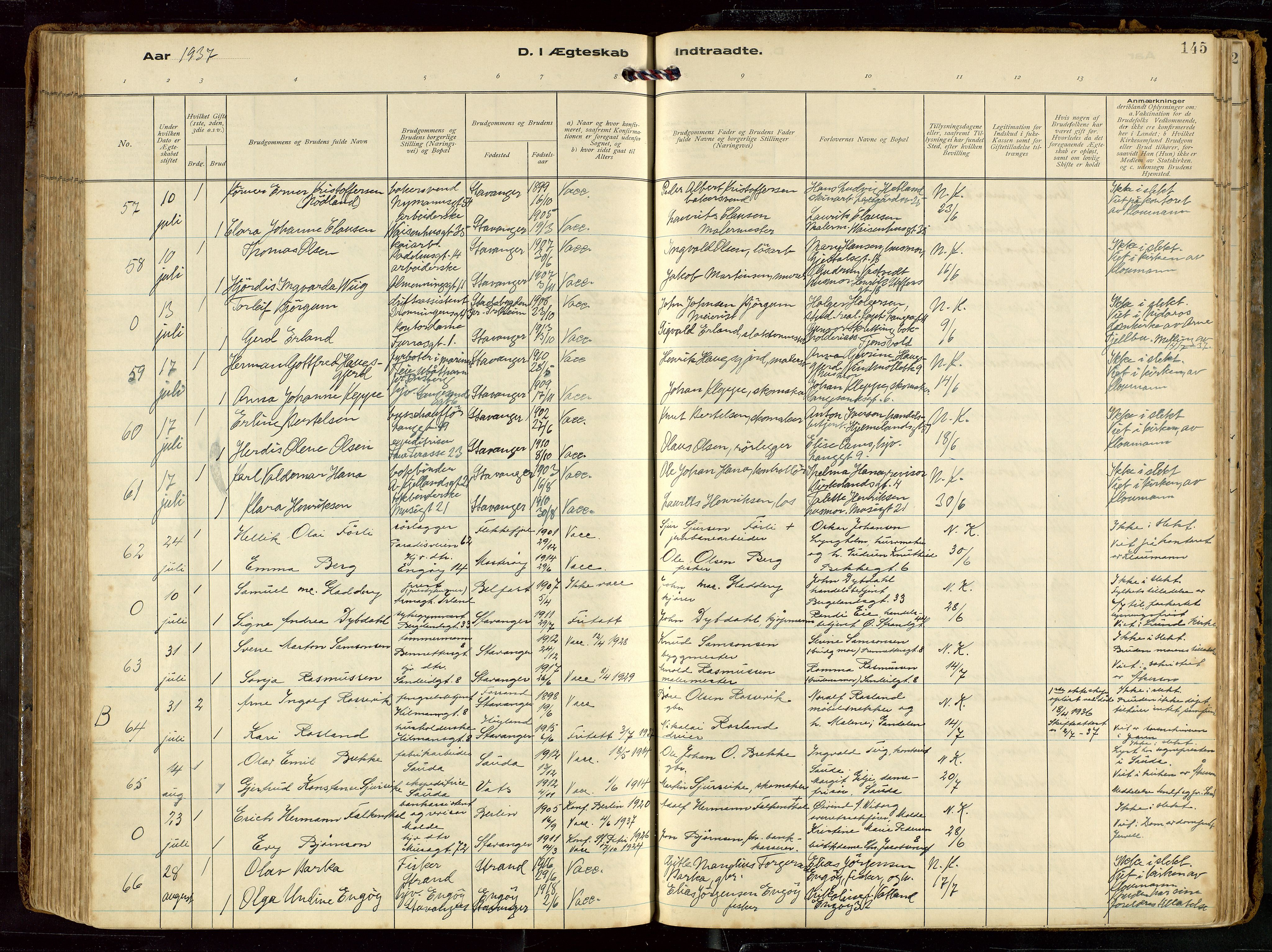 St. Petri sokneprestkontor, AV/SAST-A-101813/002/D/L0002: Ministerialbok nr. A 27, 1921-1942, s. 145