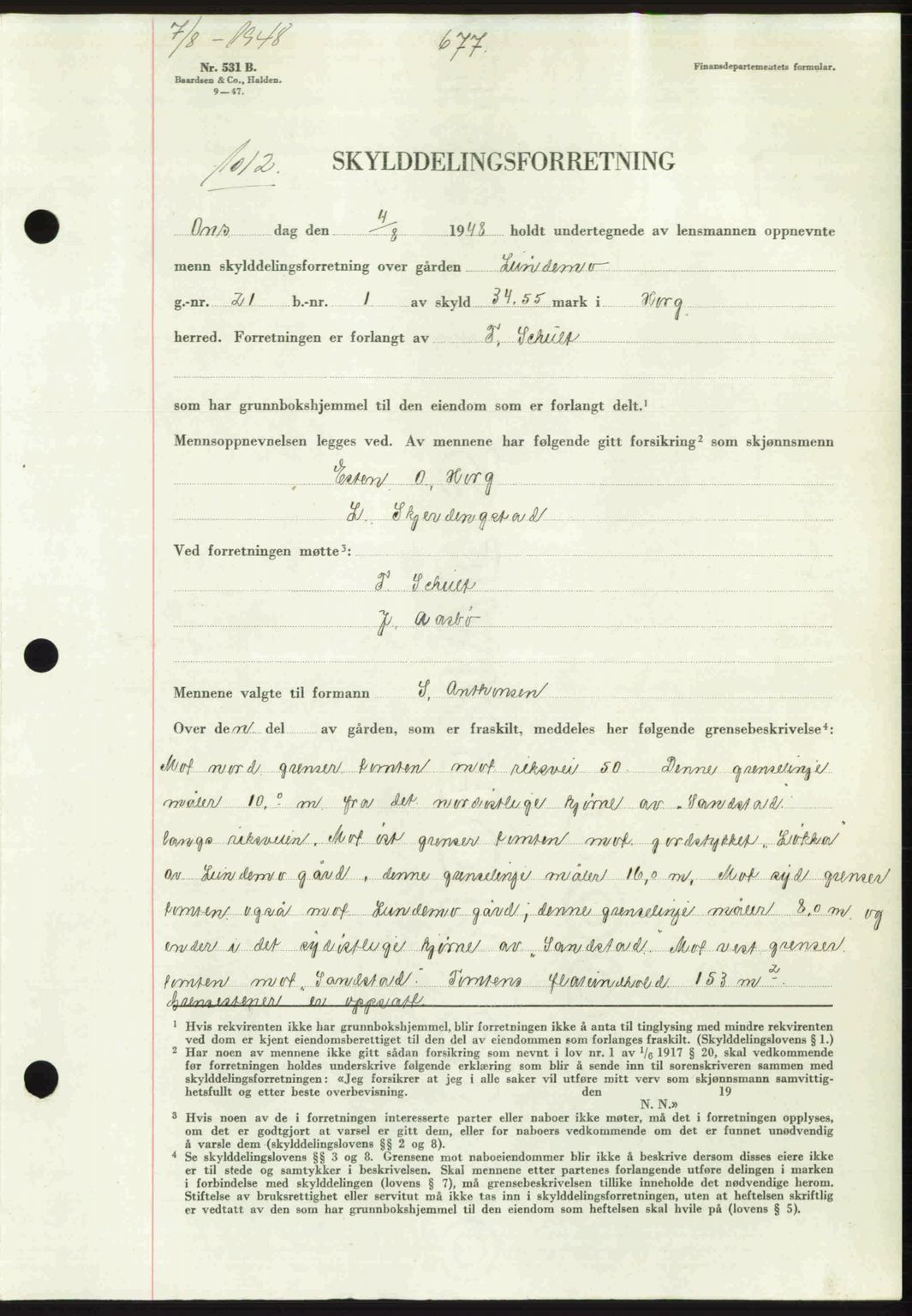 Gauldal sorenskriveri, SAT/A-0014/1/2/2C: Pantebok nr. A6, 1948-1948, Dagboknr: 1012/1948
