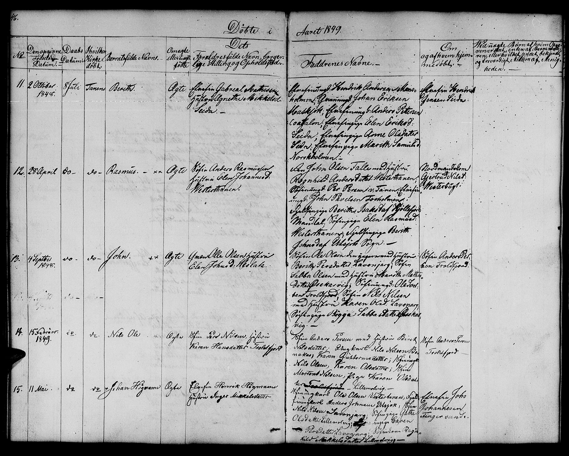 Nesseby sokneprestkontor, AV/SATØ-S-1330/H/Hb/L0005klokker: Klokkerbok nr. 5, 1846-1852, s. 46-47
