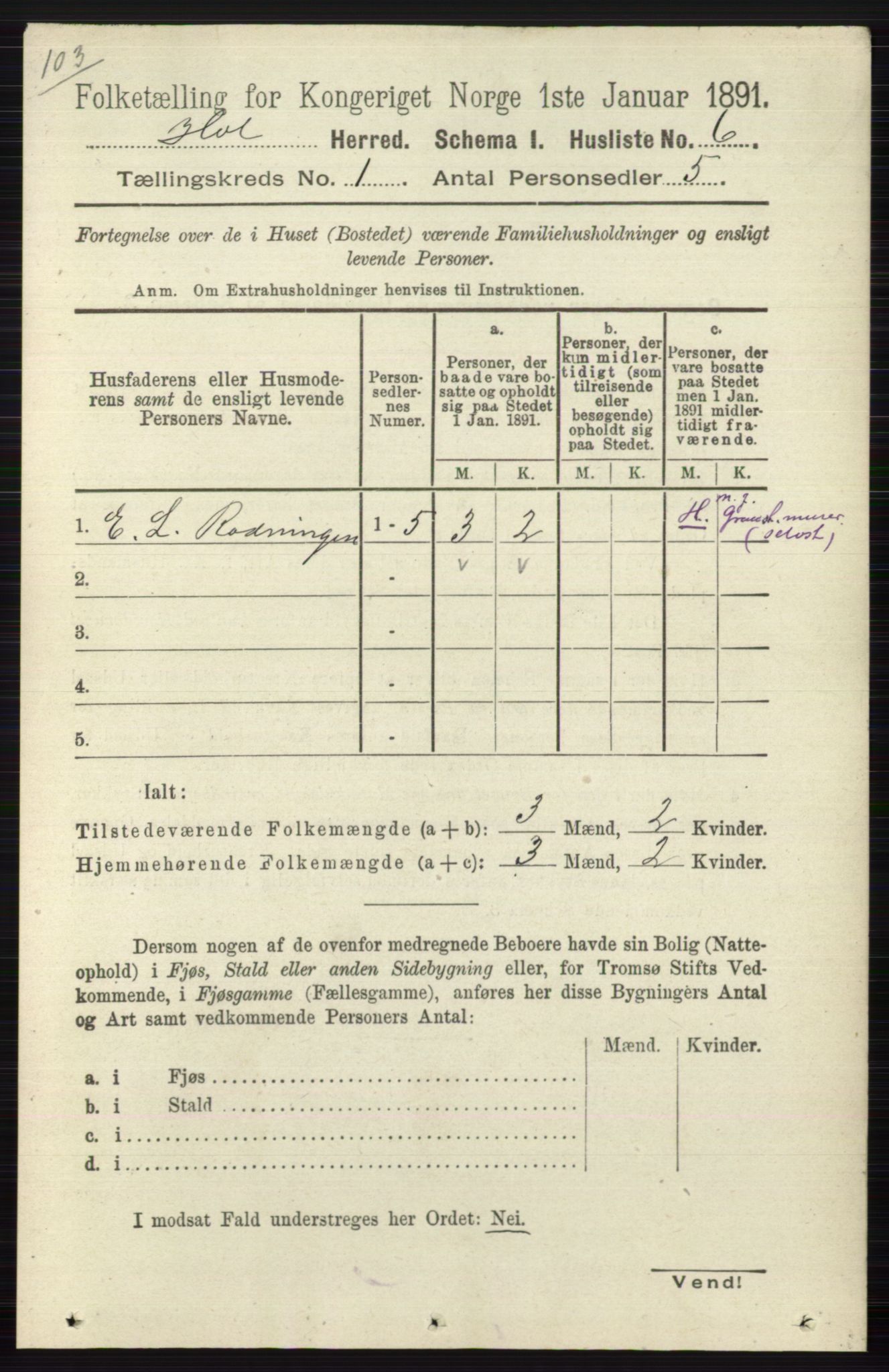 RA, Folketelling 1891 for 0620 Hol herred, 1891, s. 31