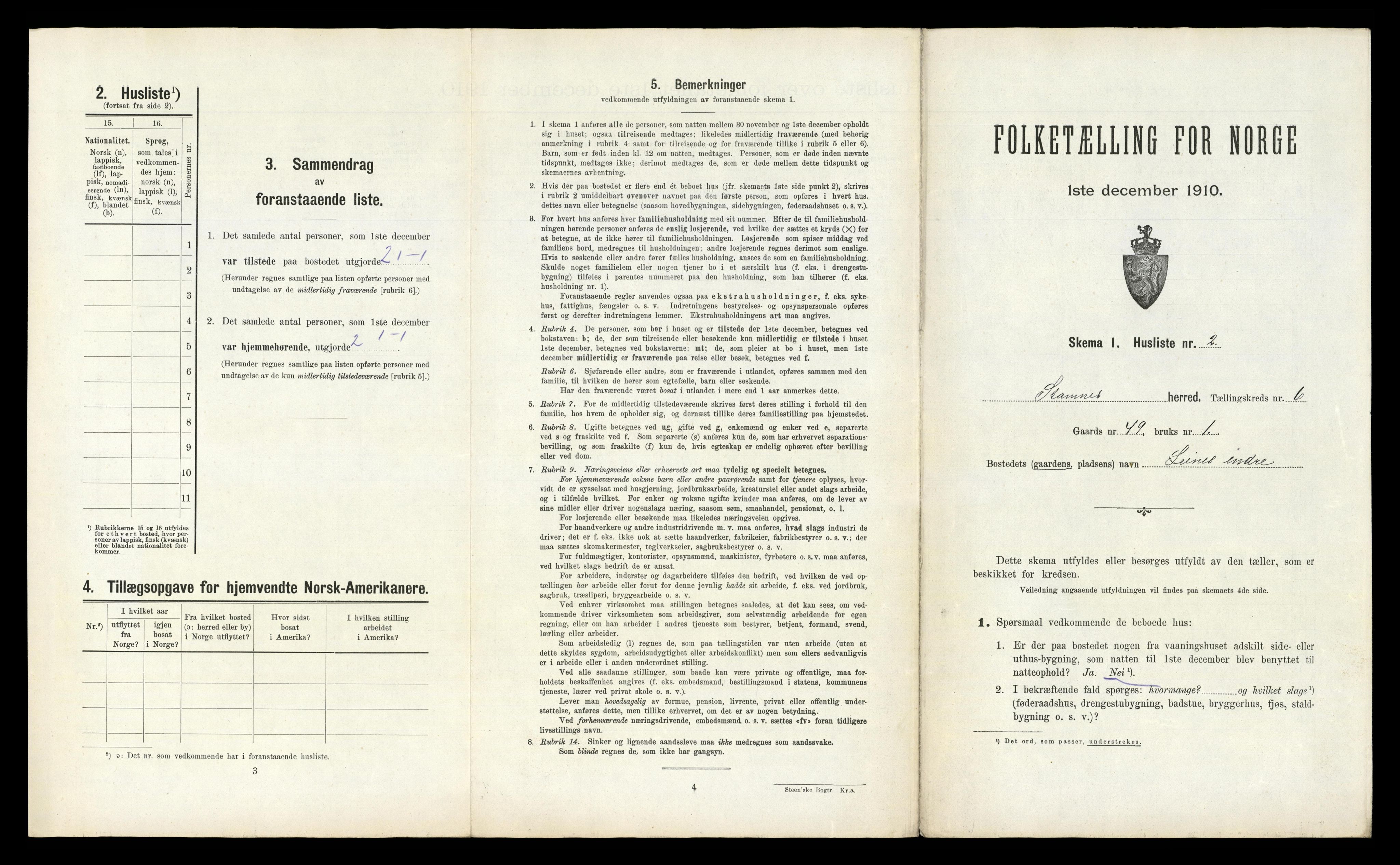 RA, Folketelling 1910 for 1821 Stamnes herred, 1910, s. 586