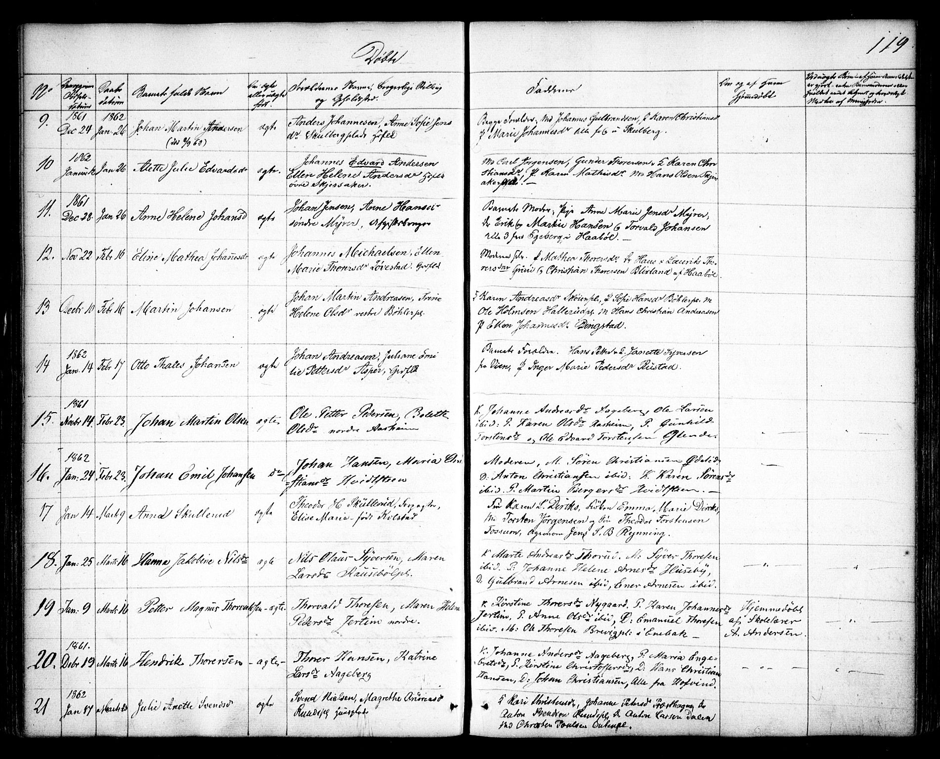 Spydeberg prestekontor Kirkebøker, AV/SAO-A-10924/F/Fa/L0005: Ministerialbok nr. I 5, 1842-1862, s. 119