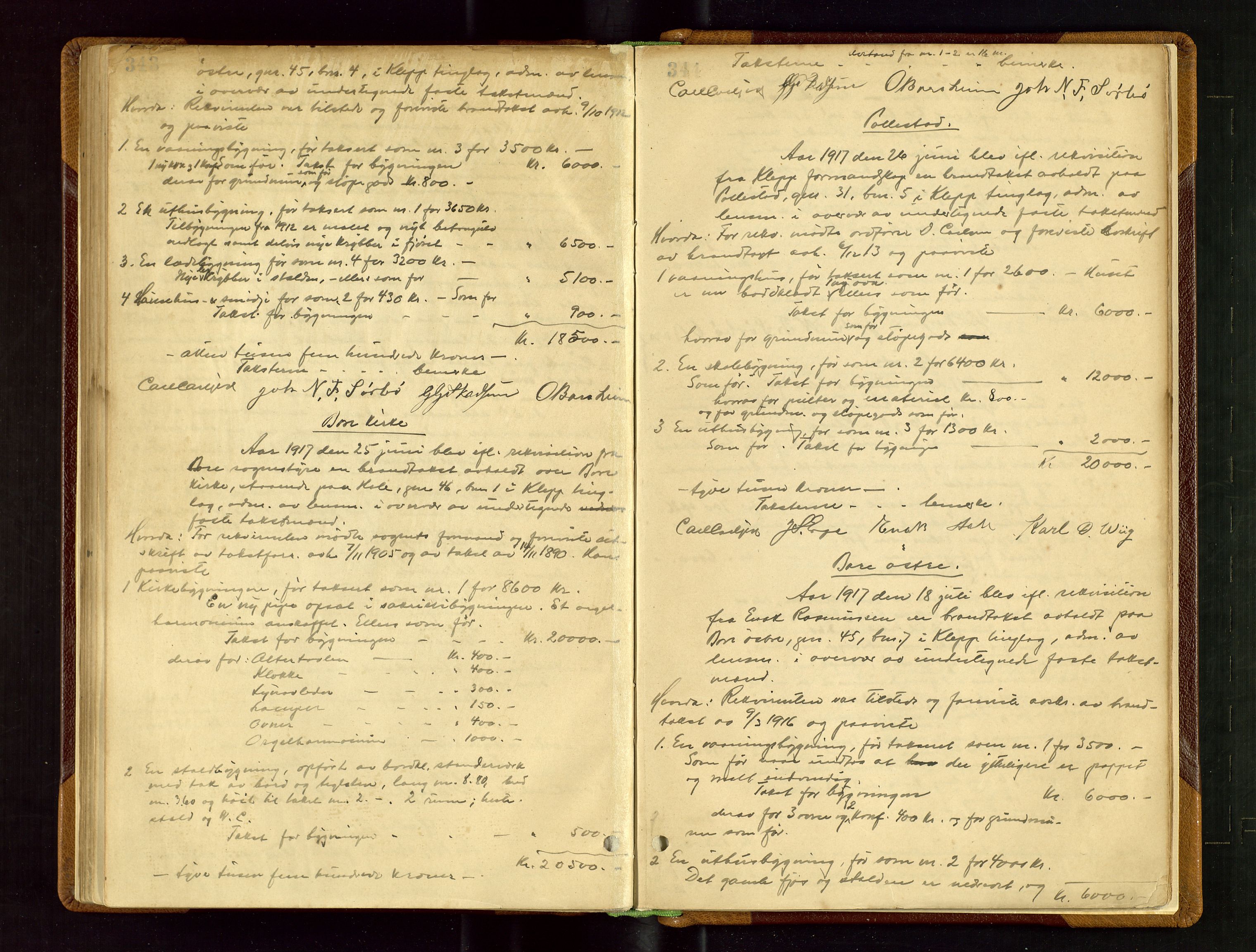 Klepp lensmannskontor, AV/SAST-A-100163/Gob/L0002: "Brandtaxtprotokol" m/register samt register for 1872, 1881-1919, s. 343-344