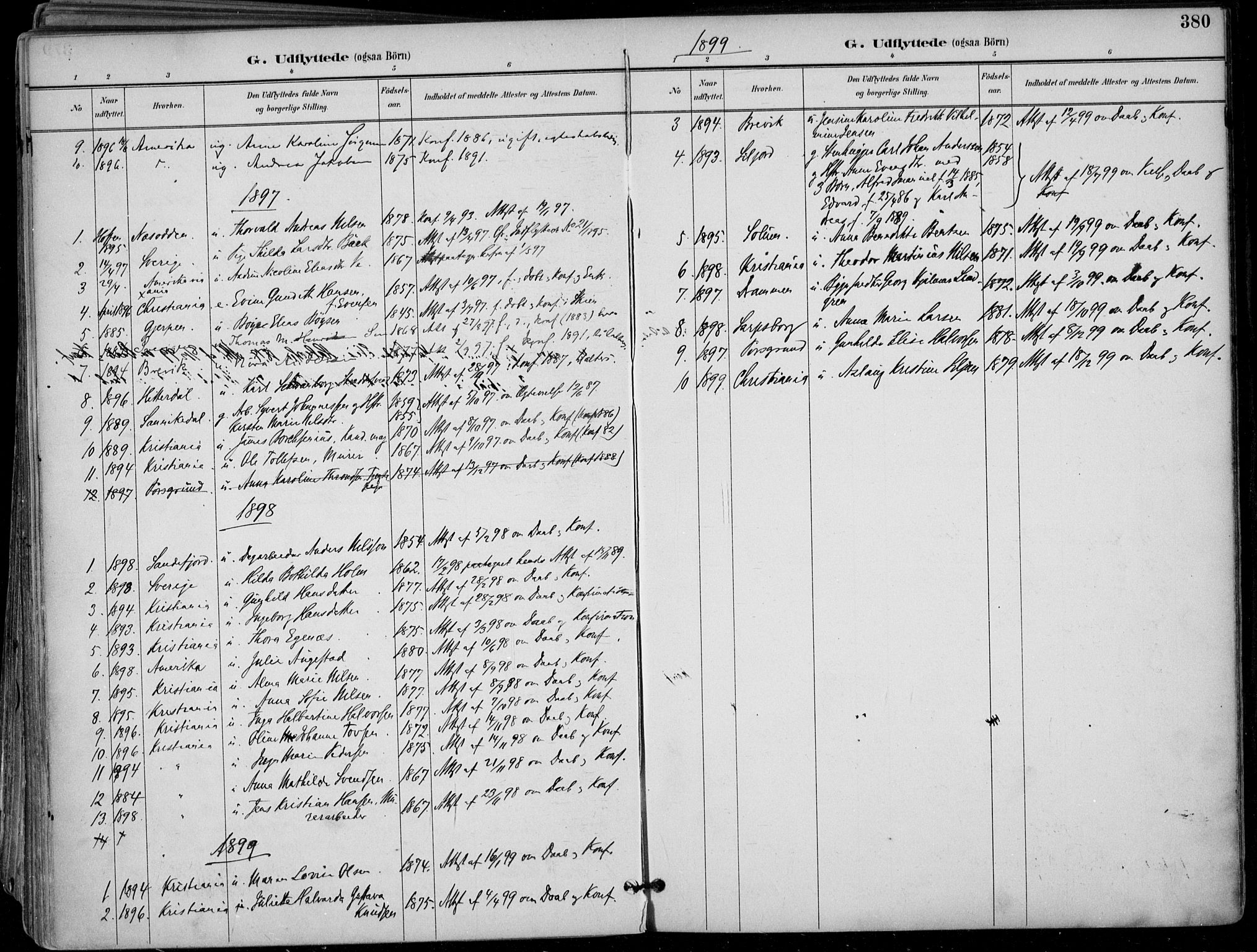 Skien kirkebøker, AV/SAKO-A-302/F/Fa/L0010: Ministerialbok nr. 10, 1891-1899, s. 380