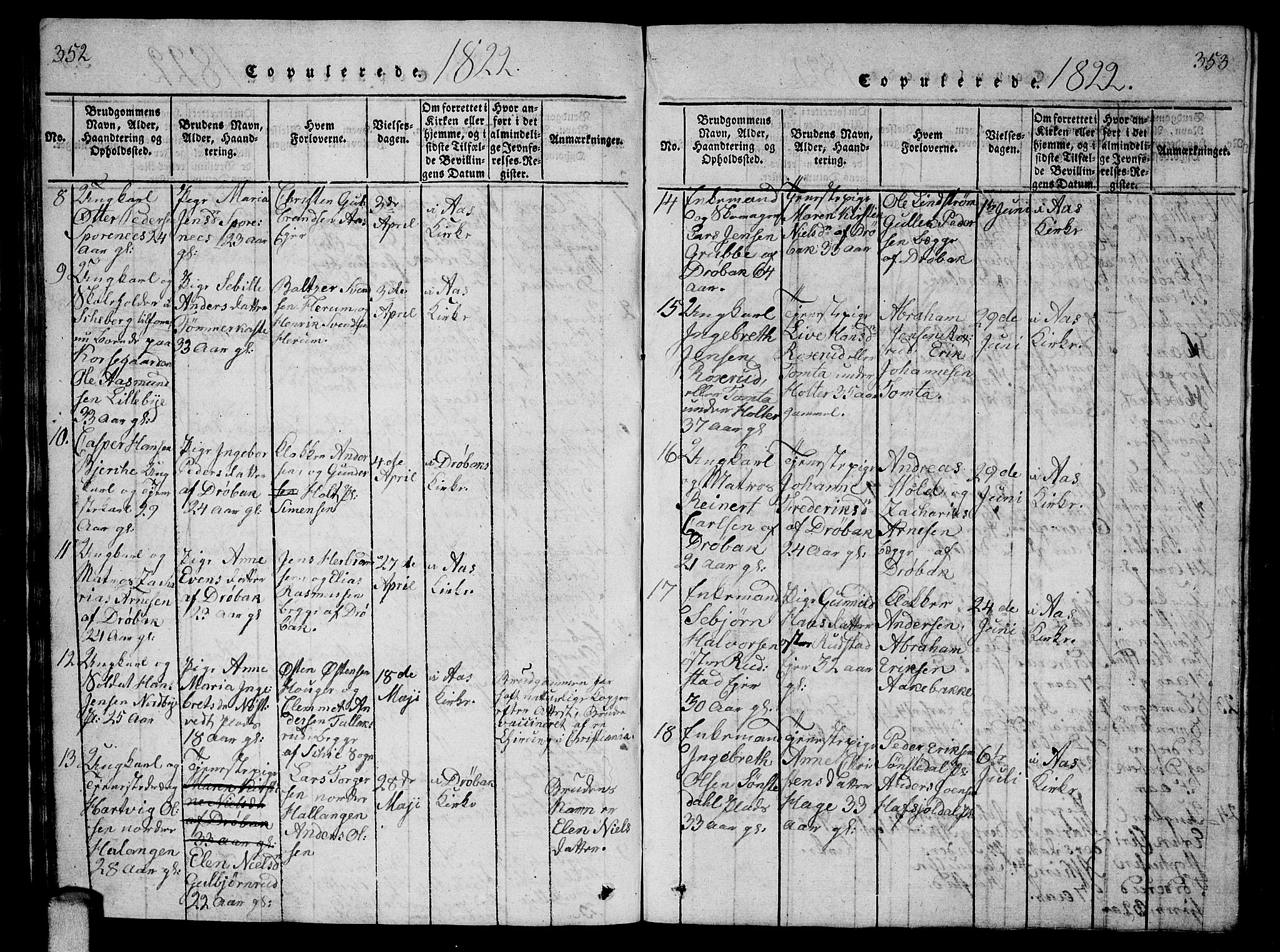 Ås prestekontor Kirkebøker, AV/SAO-A-10894/G/Ga/L0002: Klokkerbok nr. I 2, 1820-1836, s. 352-353