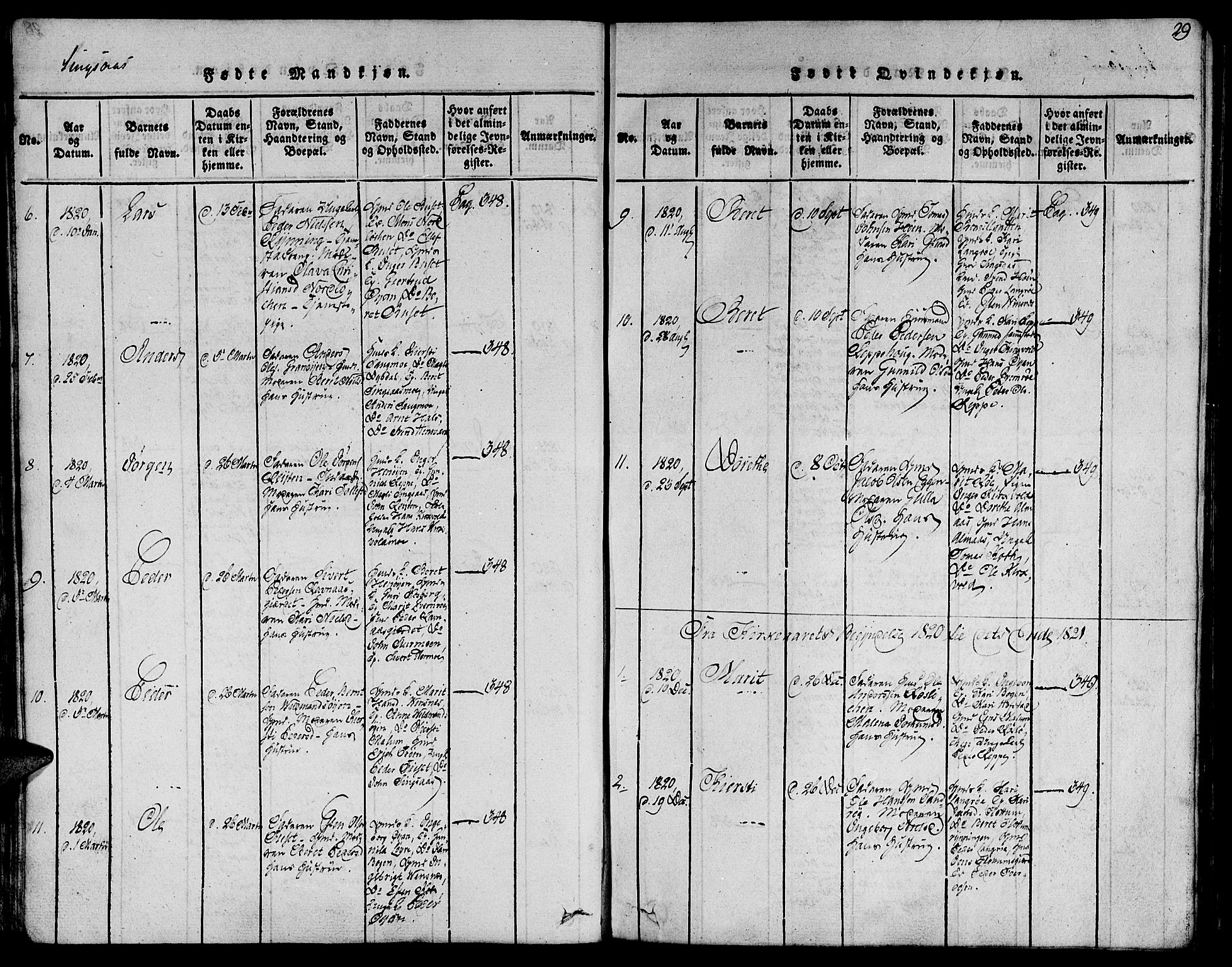 Ministerialprotokoller, klokkerbøker og fødselsregistre - Sør-Trøndelag, AV/SAT-A-1456/685/L0955: Ministerialbok nr. 685A03 /2, 1817-1829, s. 29