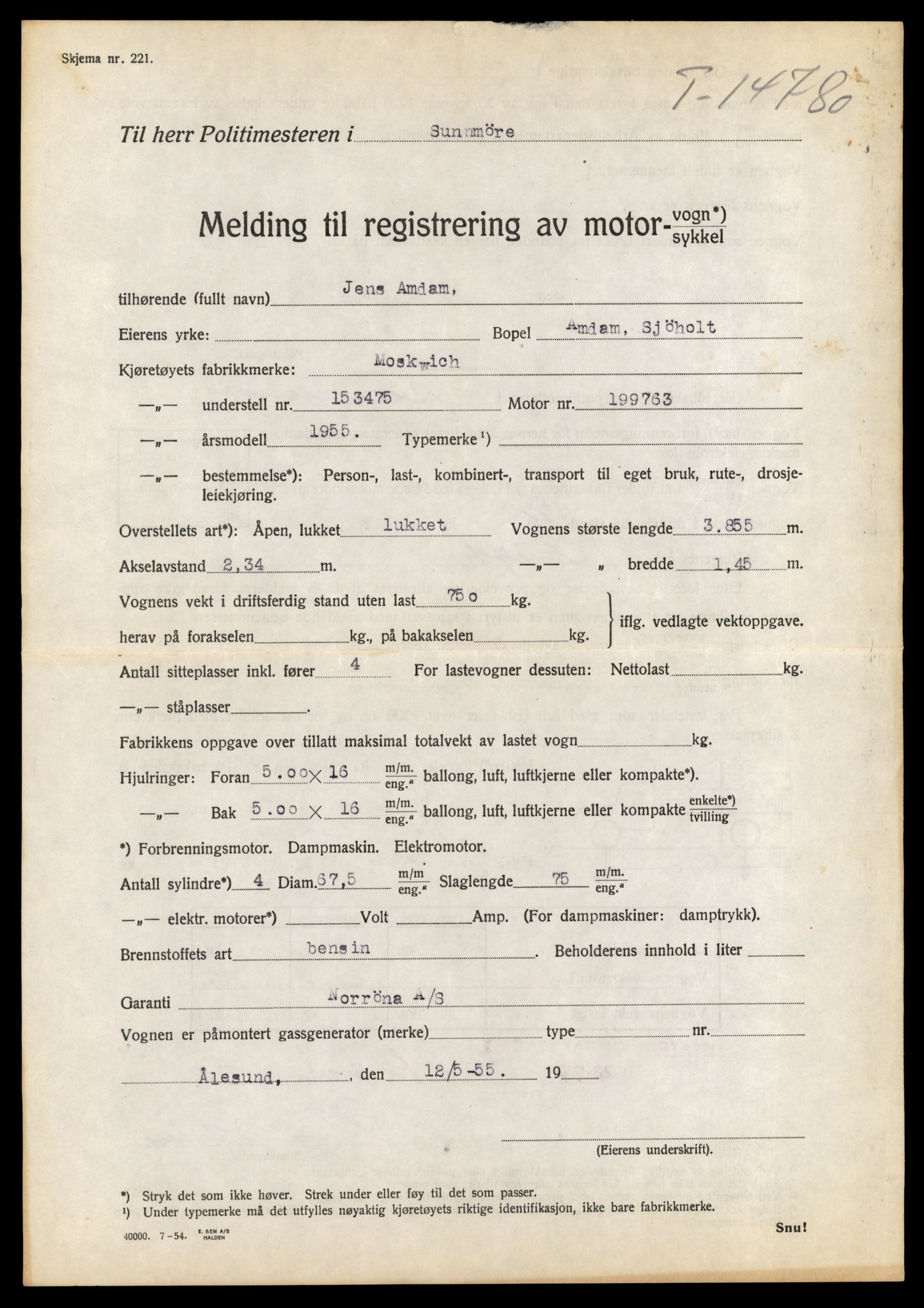 Møre og Romsdal vegkontor - Ålesund trafikkstasjon, AV/SAT-A-4099/F/Fe/L0048: Registreringskort for kjøretøy T 14721 - T 14863, 1927-1998, s. 1251