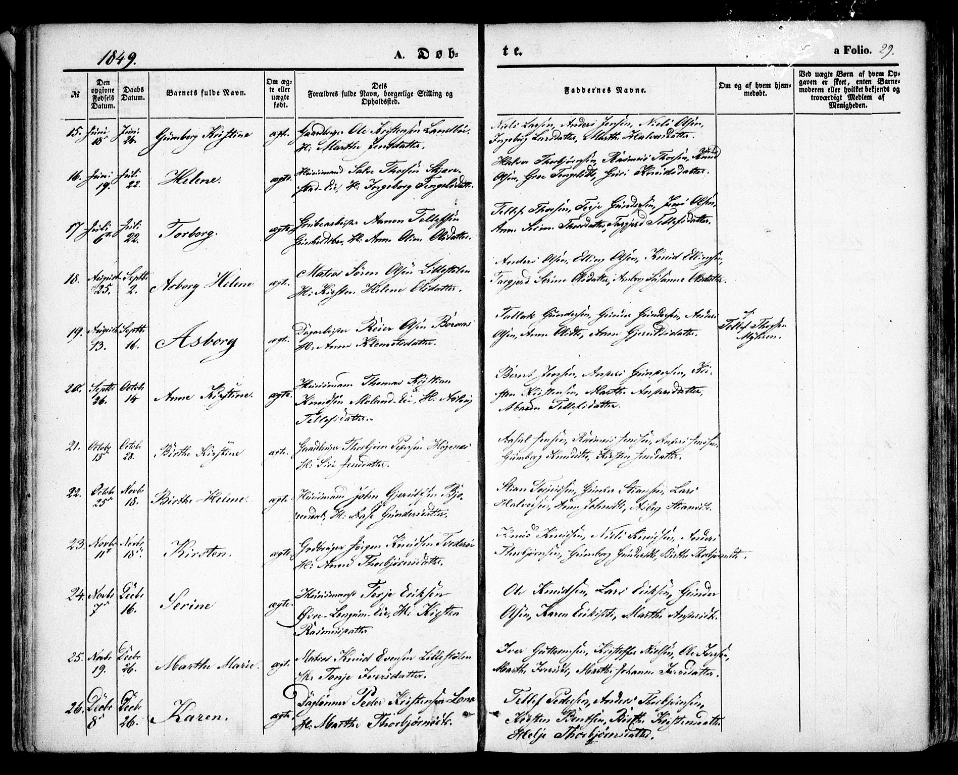 Austre Moland sokneprestkontor, AV/SAK-1111-0001/F/Fa/Faa/L0007: Ministerialbok nr. A 7, 1847-1857, s. 29