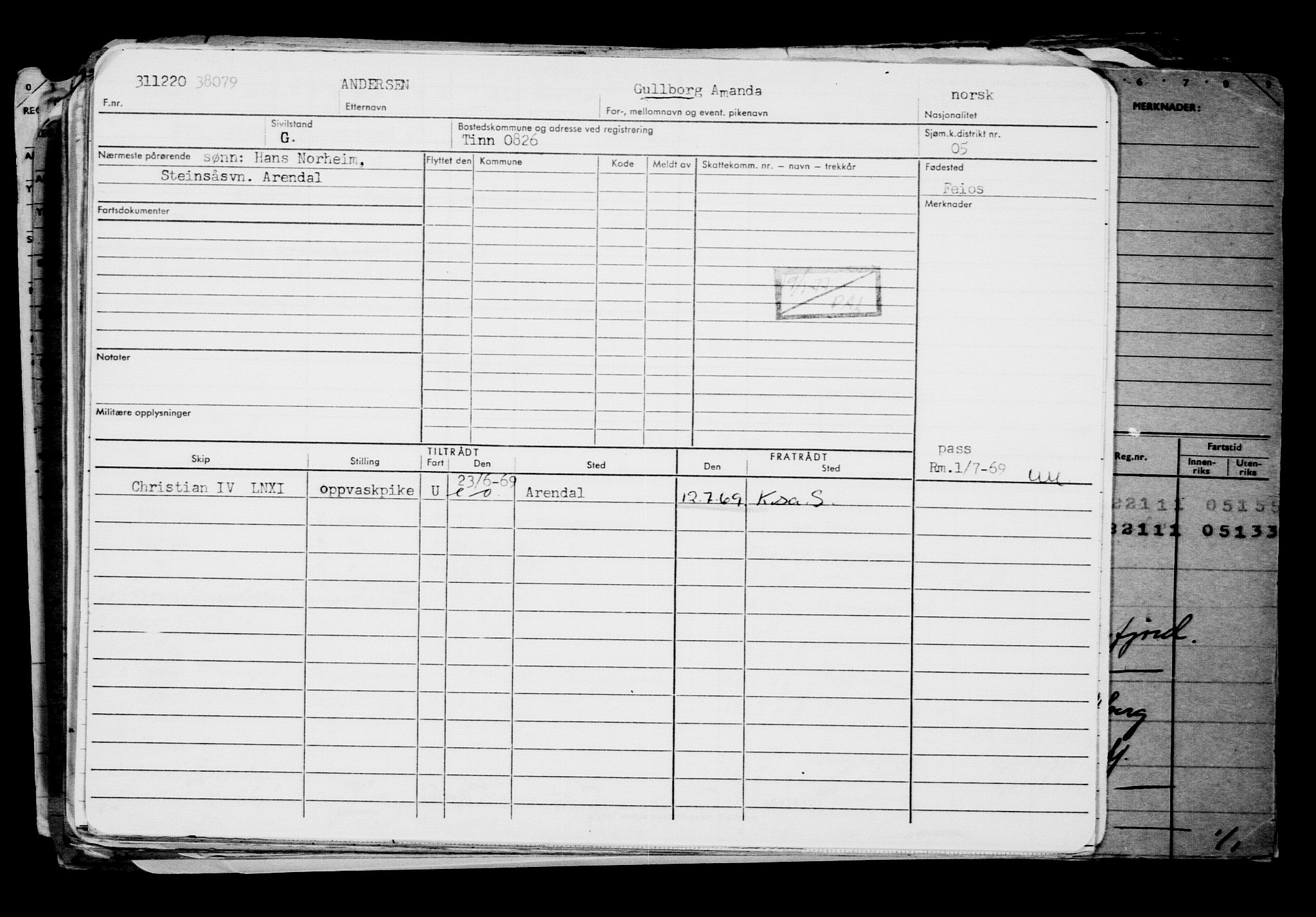 Direktoratet for sjømenn, AV/RA-S-3545/G/Gb/L0188: Hovedkort, 1920, s. 707