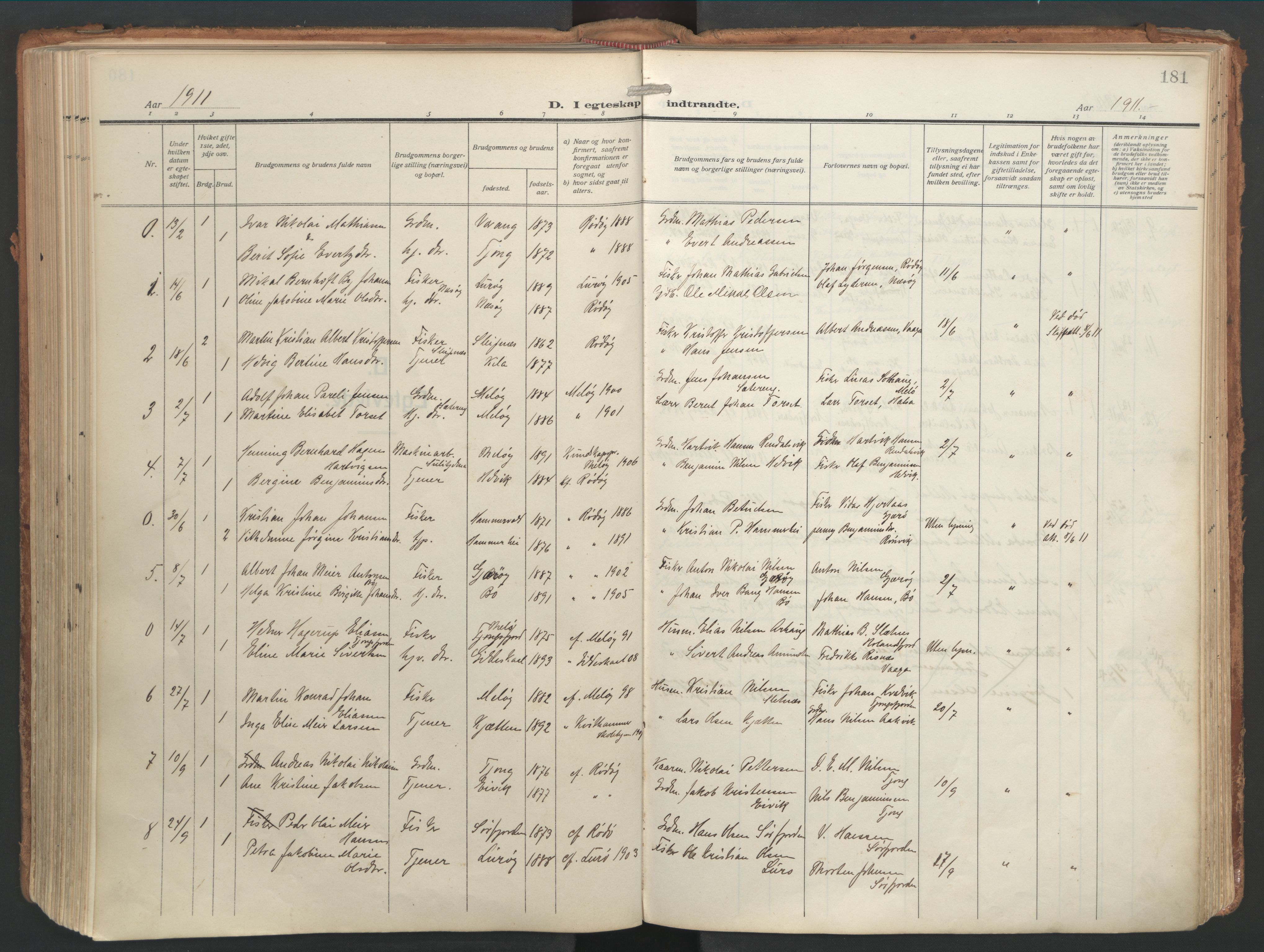 Ministerialprotokoller, klokkerbøker og fødselsregistre - Nordland, AV/SAT-A-1459/841/L0614: Ministerialbok nr. 841A17, 1911-1925, s. 181