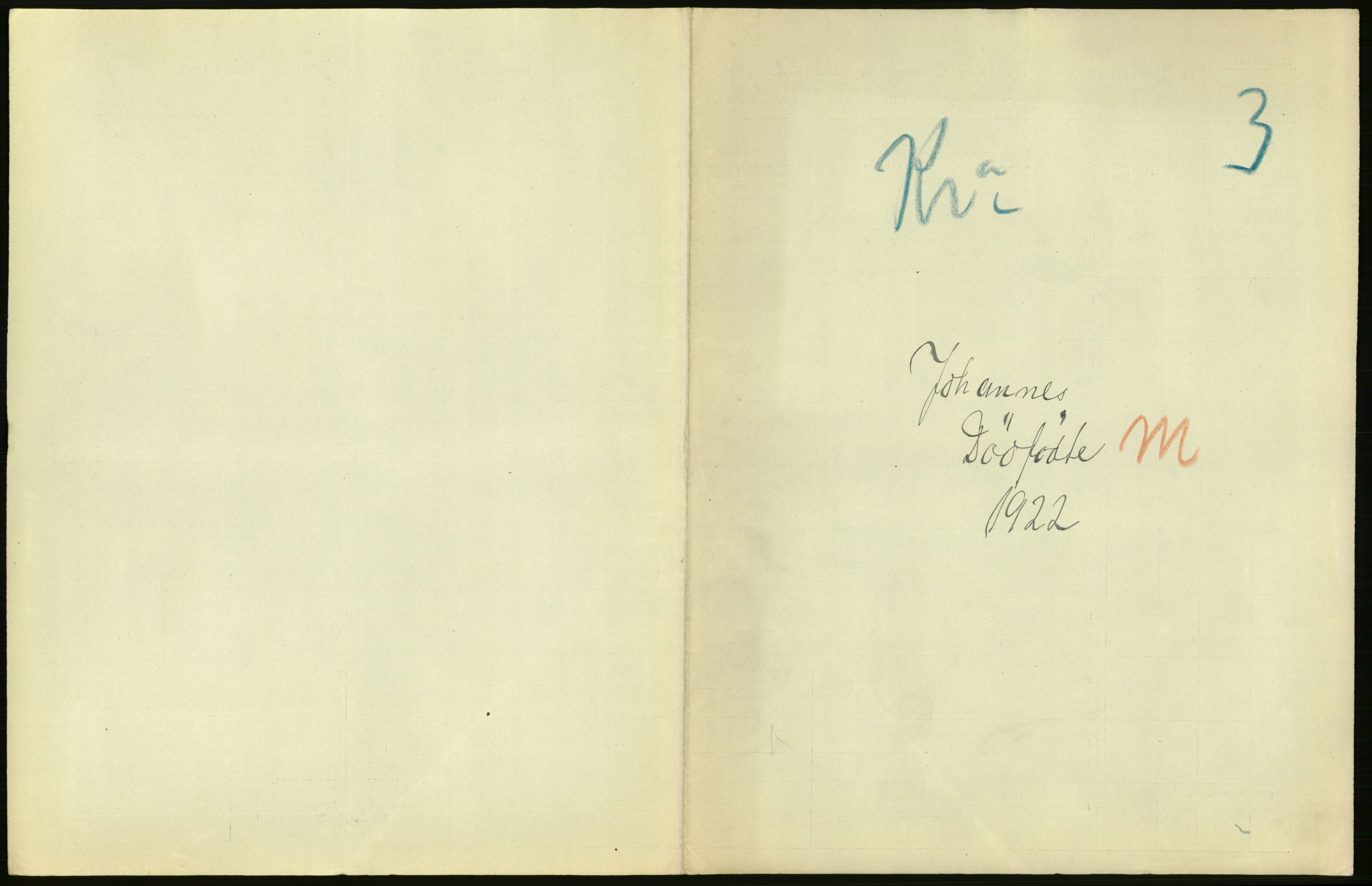 Statistisk sentralbyrå, Sosiodemografiske emner, Befolkning, AV/RA-S-2228/D/Df/Dfc/Dfcb/L0010: Kristiania: Døde, dødfødte, 1922, s. 5