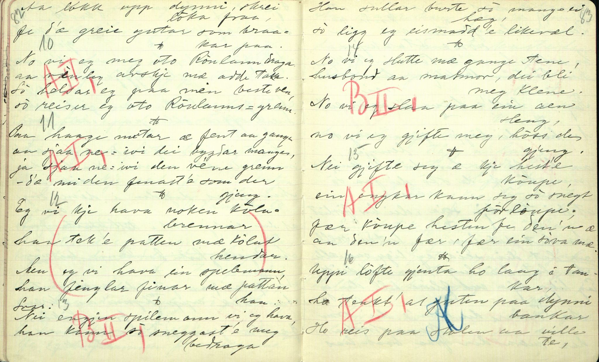 Rikard Berge, TEMU/TGM-A-1003/F/L0002/0009: 031-060 Innholdslister / 39 Visur og tonar, 1904, s. 82-83