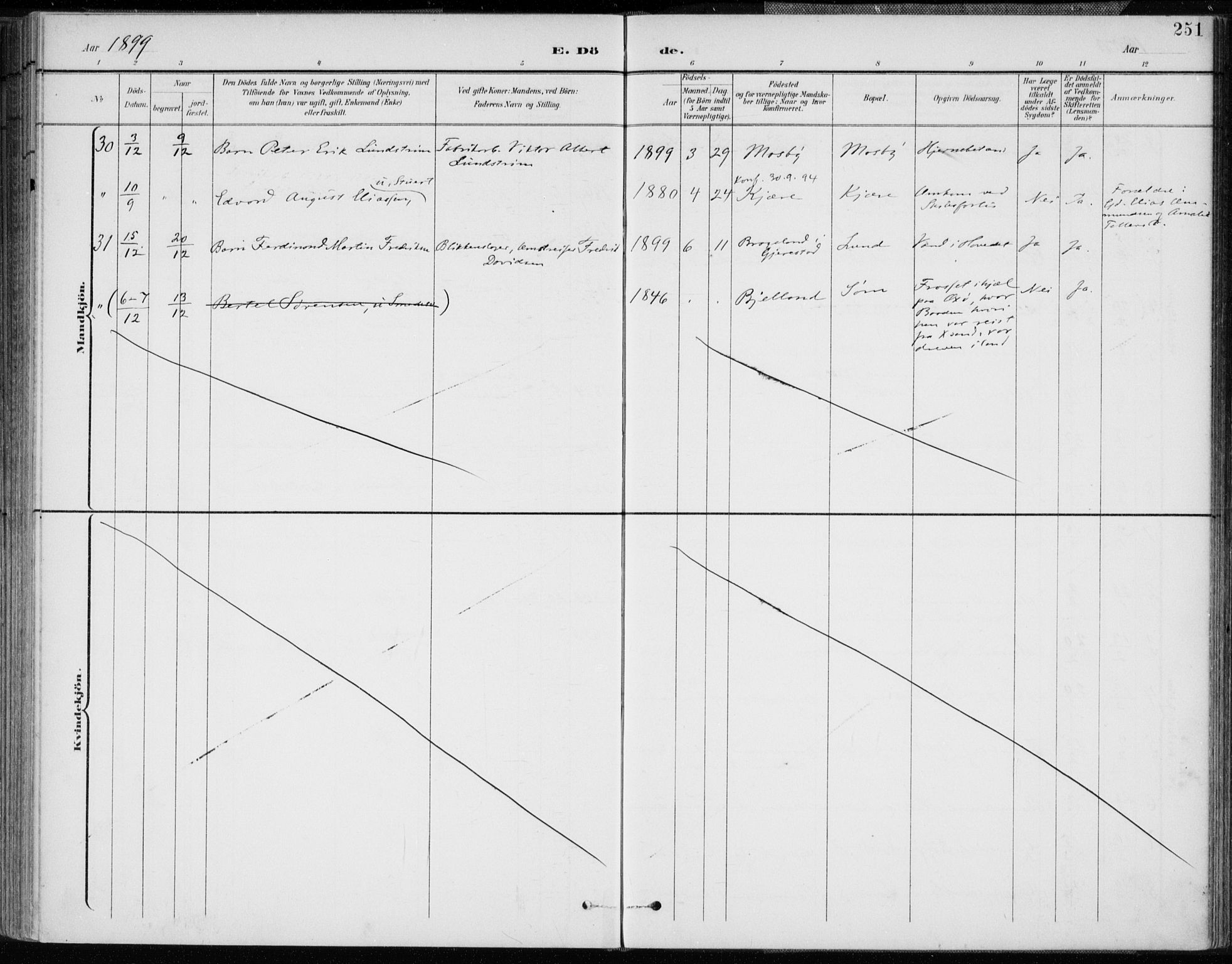 Oddernes sokneprestkontor, AV/SAK-1111-0033/F/Fa/Faa/L0010: Ministerialbok nr. A 10, 1897-1911, s. 251