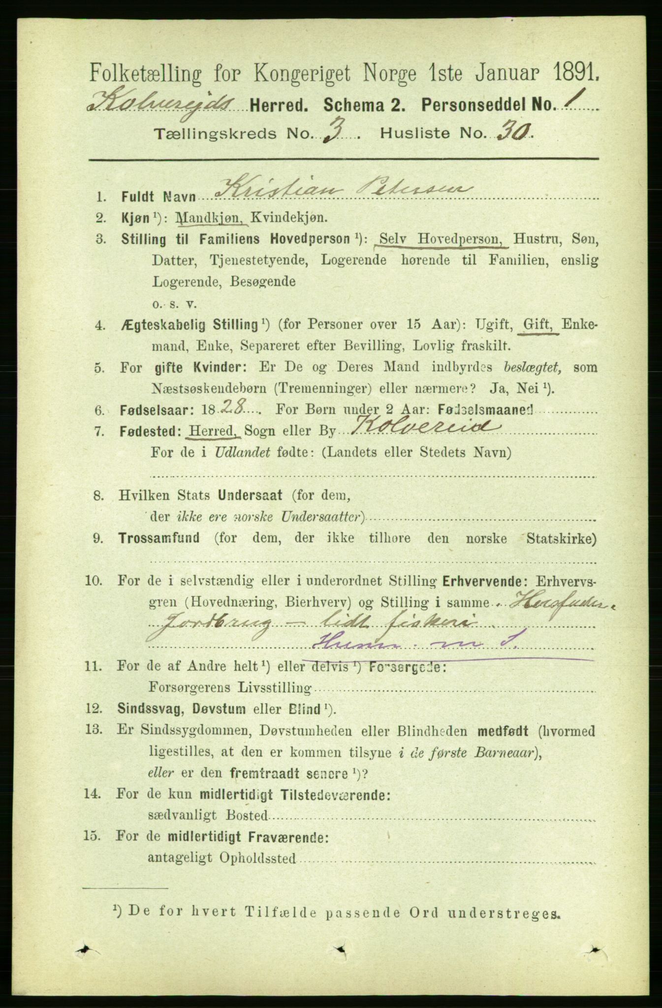 RA, Folketelling 1891 for 1752 Kolvereid herred, 1891, s. 1061