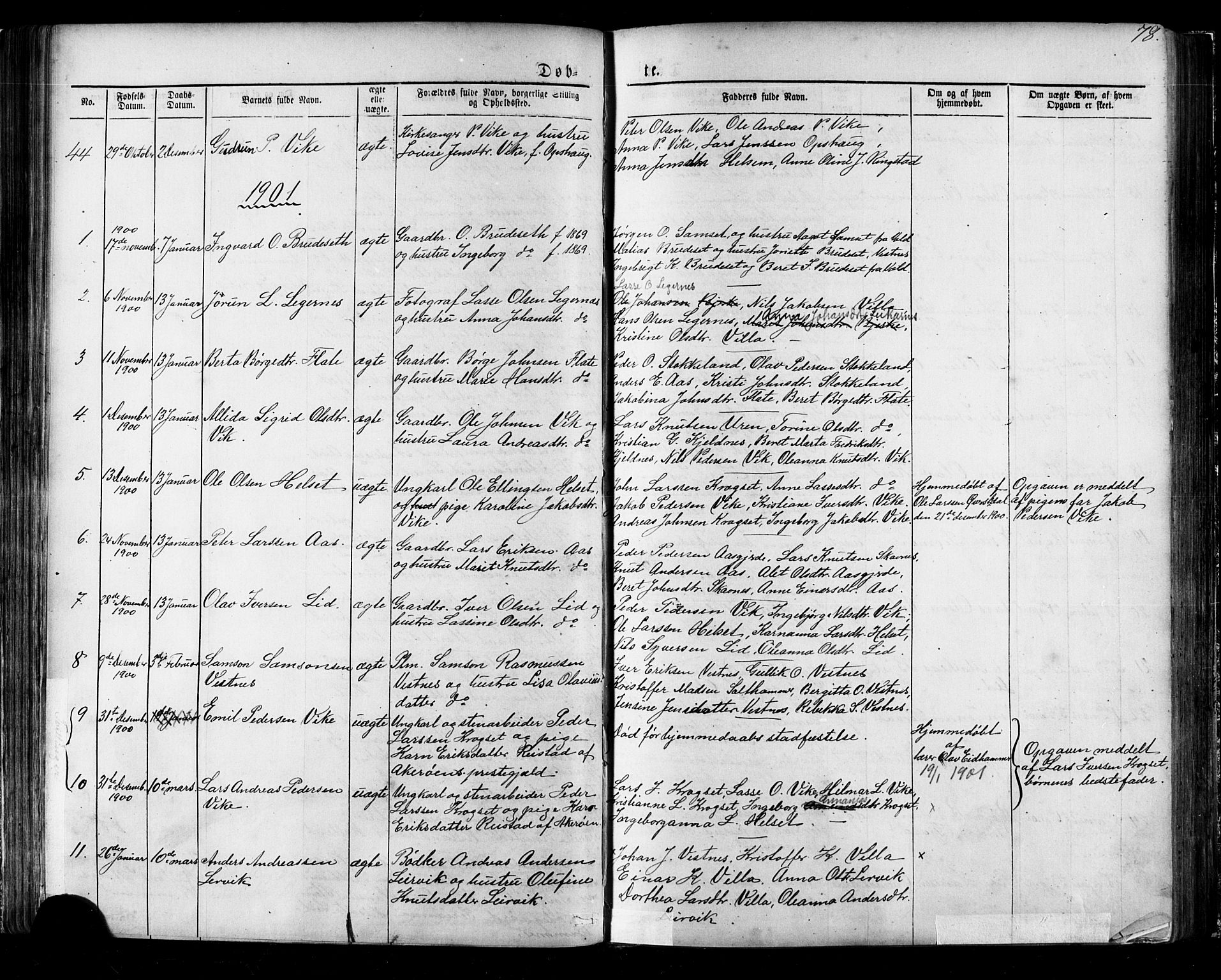 Ministerialprotokoller, klokkerbøker og fødselsregistre - Møre og Romsdal, SAT/A-1454/539/L0536: Klokkerbok nr. 539C02, 1867-1913, s. 78