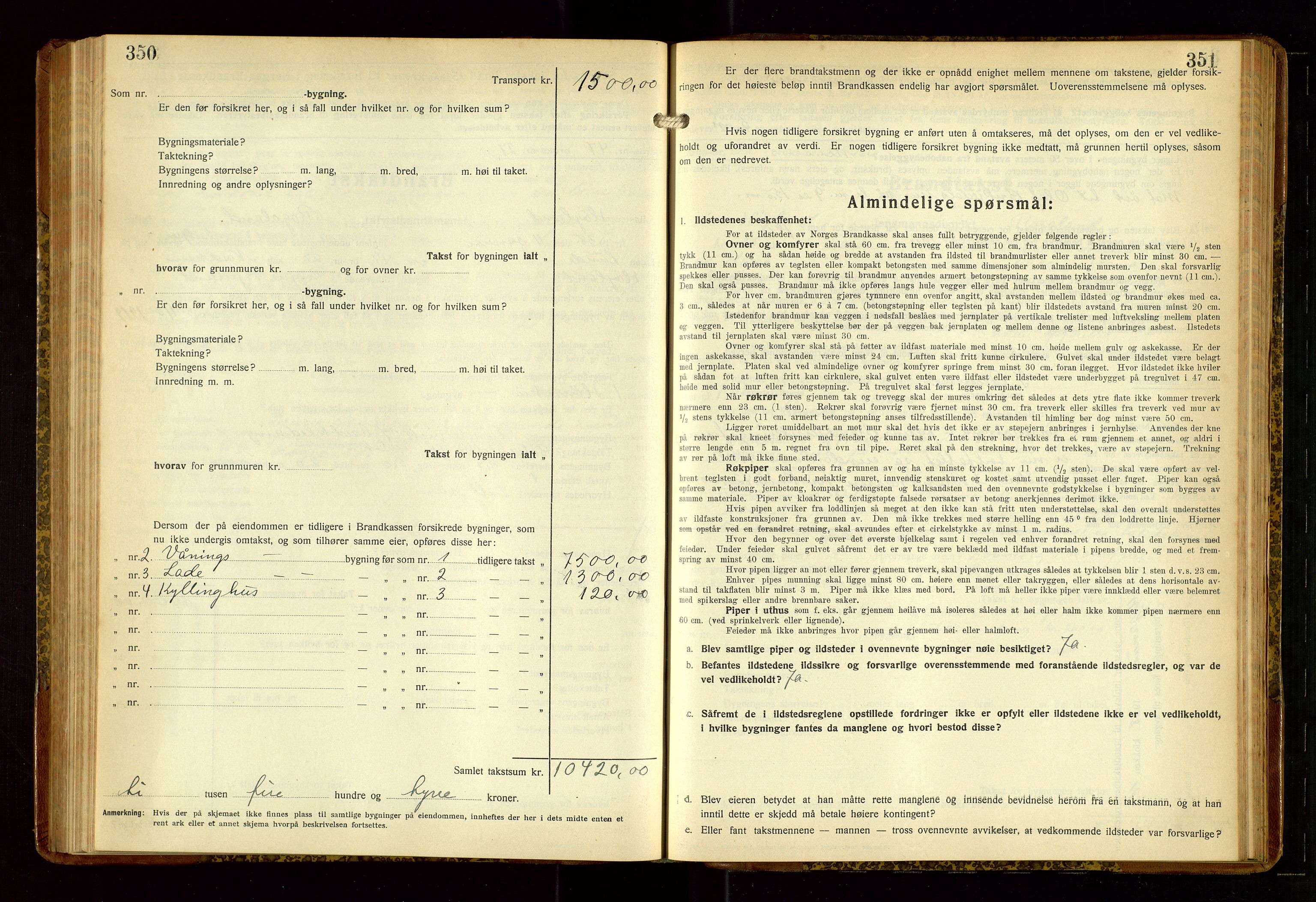 Høyland/Sandnes lensmannskontor, AV/SAST-A-100166/Gob/L0006: "Brandtakstprotokoll", 1936-1938, s. 350-351