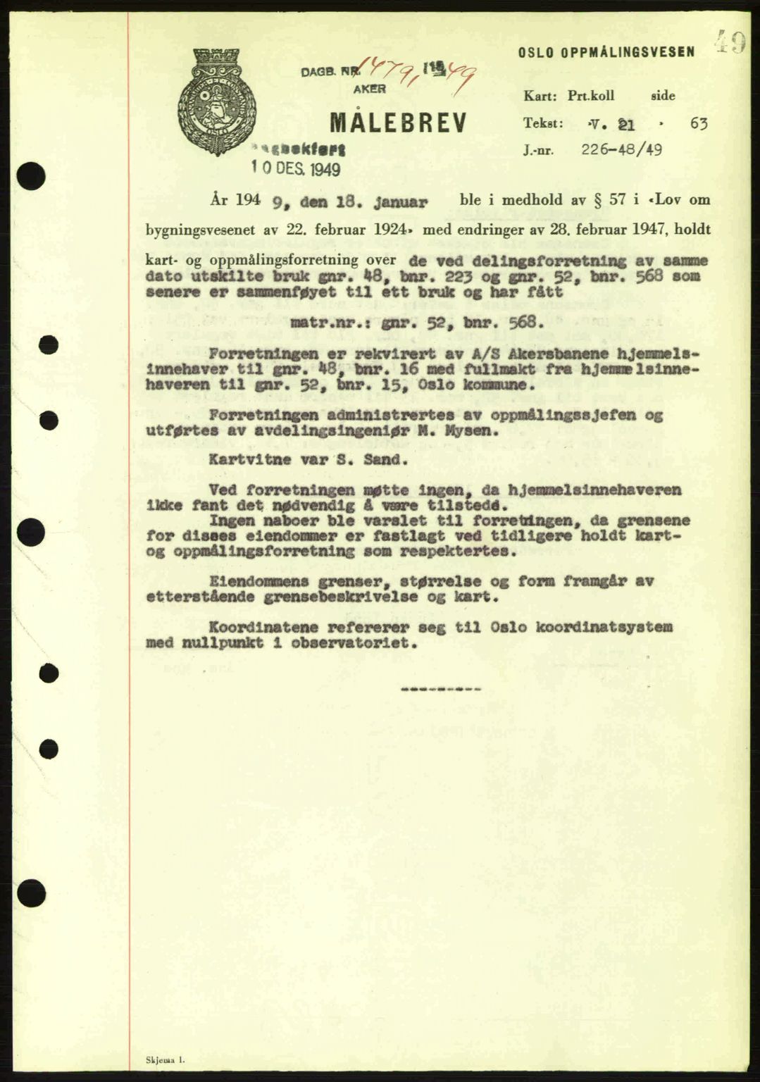 Oslo byskriverembete, AV/SAO-A-10227/G/Gb/Gbd/Gbda/L0017: Pantebok nr. A215, 1949-1950, Dagboknr: 14791/1949