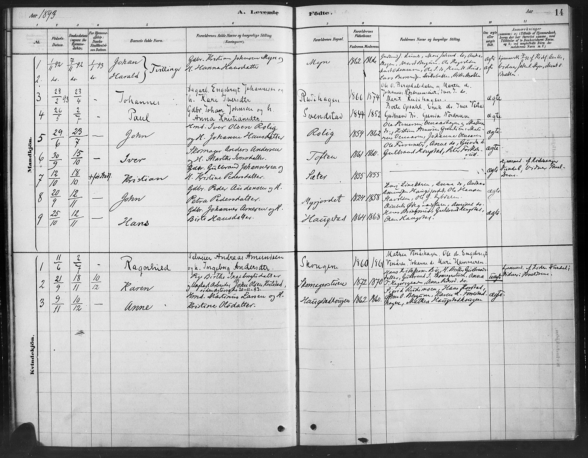 Ringebu prestekontor, AV/SAH-PREST-082/H/Ha/Haa/L0010: Ministerialbok nr. 10, 1878-1898, s. 14