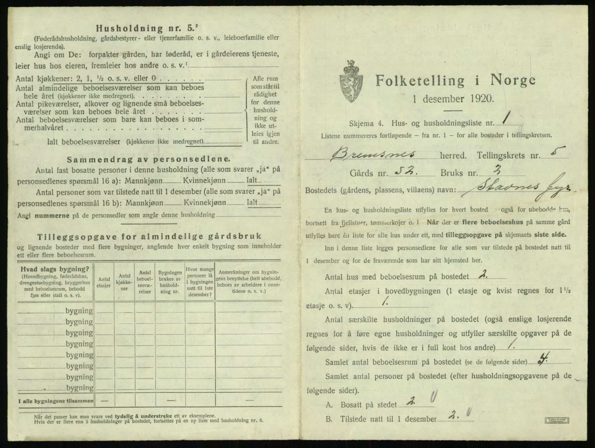 SAT, Folketelling 1920 for 1554 Bremsnes herred, 1920, s. 555