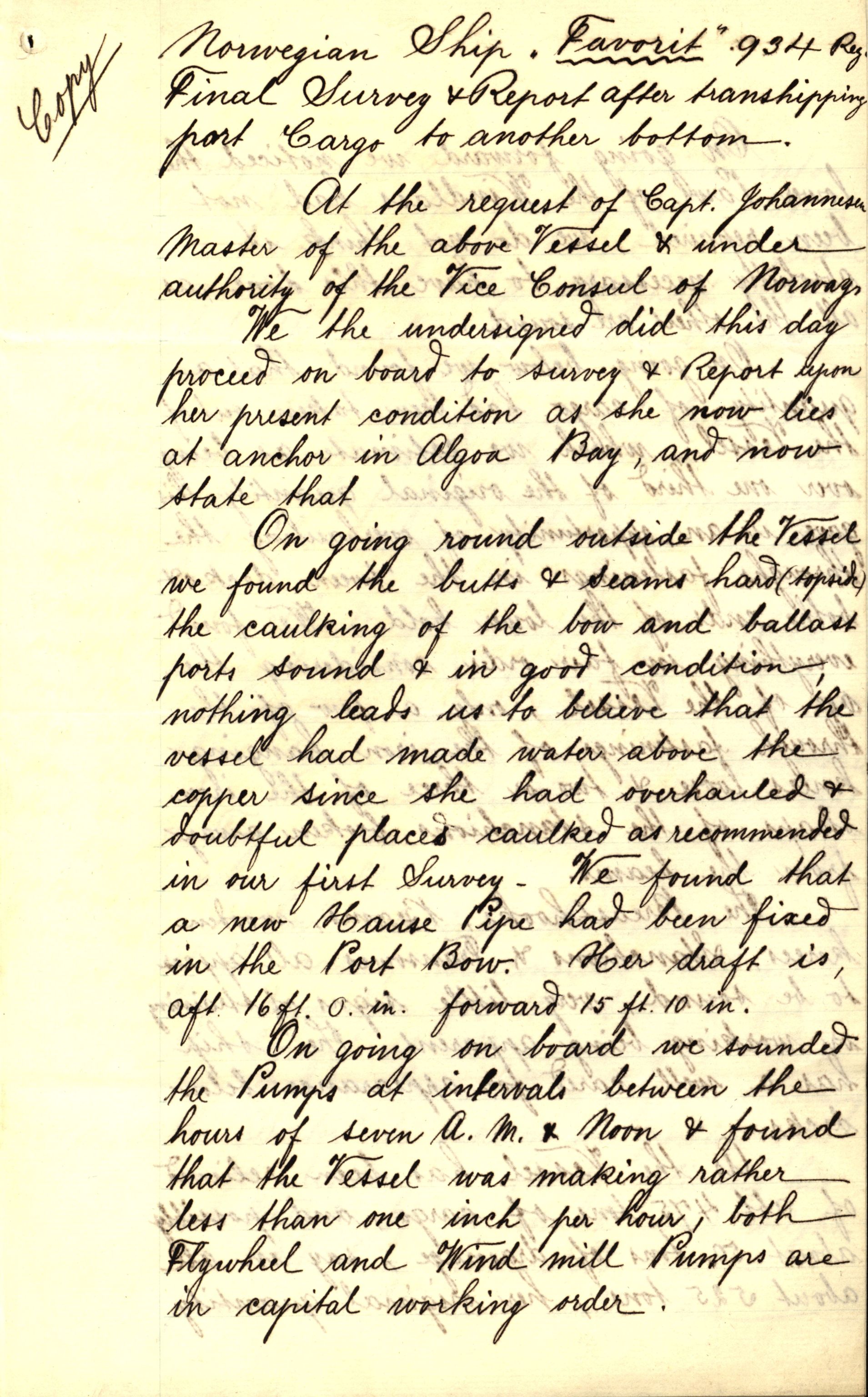 Pa 63 - Østlandske skibsassuranceforening, VEMU/A-1079/G/Ga/L0028/0002: Havaridokumenter / Marie, Favorit, Tabor, Sylphiden, Berthel, America, 1892, s. 5