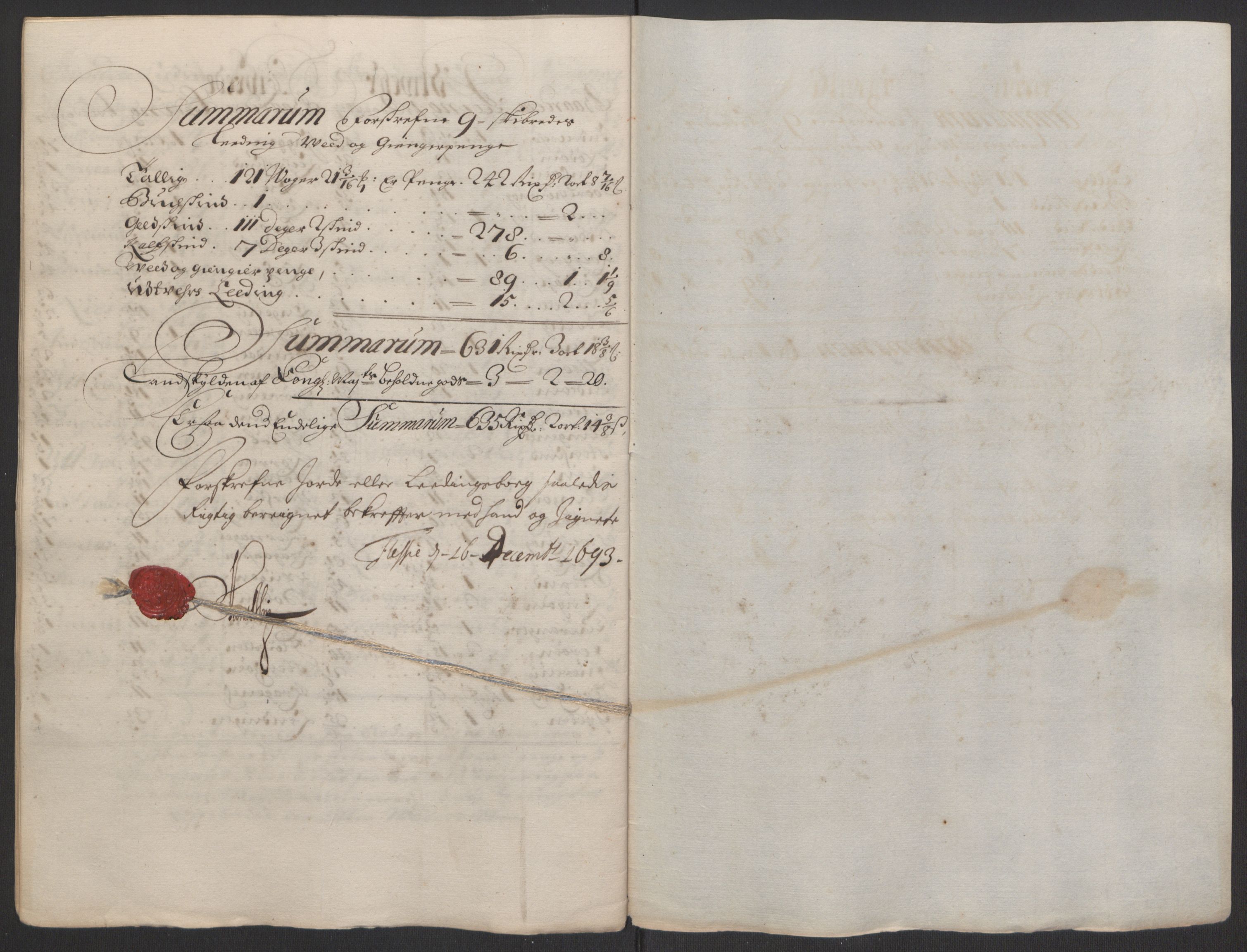 Rentekammeret inntil 1814, Reviderte regnskaper, Fogderegnskap, RA/EA-4092/R52/L3307: Fogderegnskap Sogn, 1693-1694, s. 212