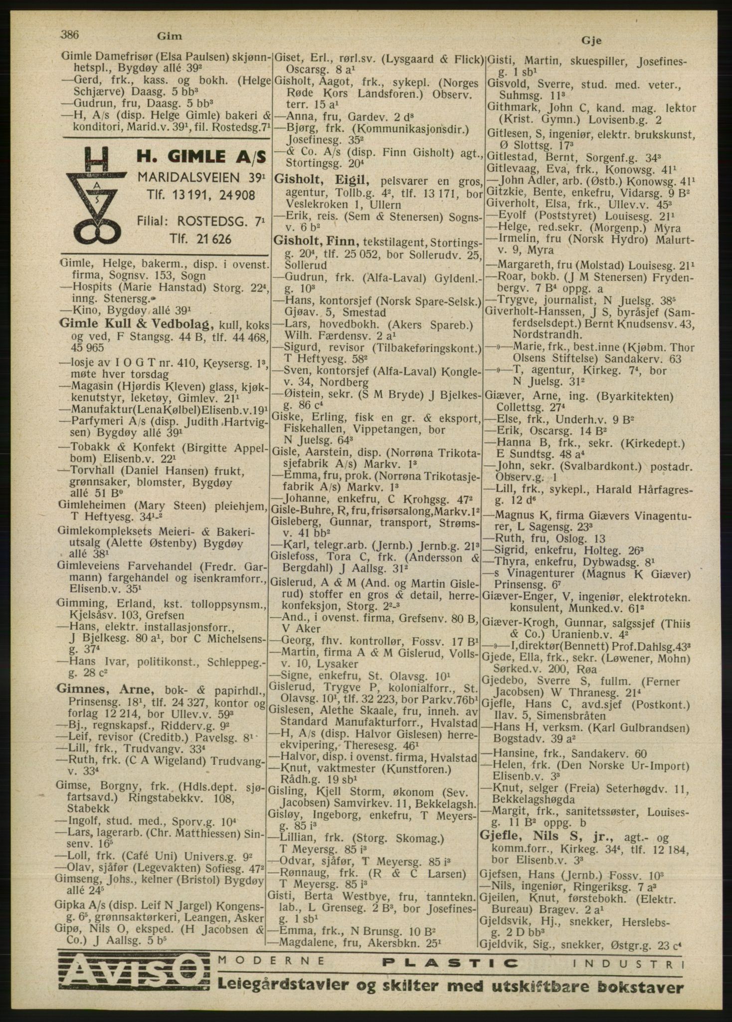 Kristiania/Oslo adressebok, PUBL/-, 1946, s. 386