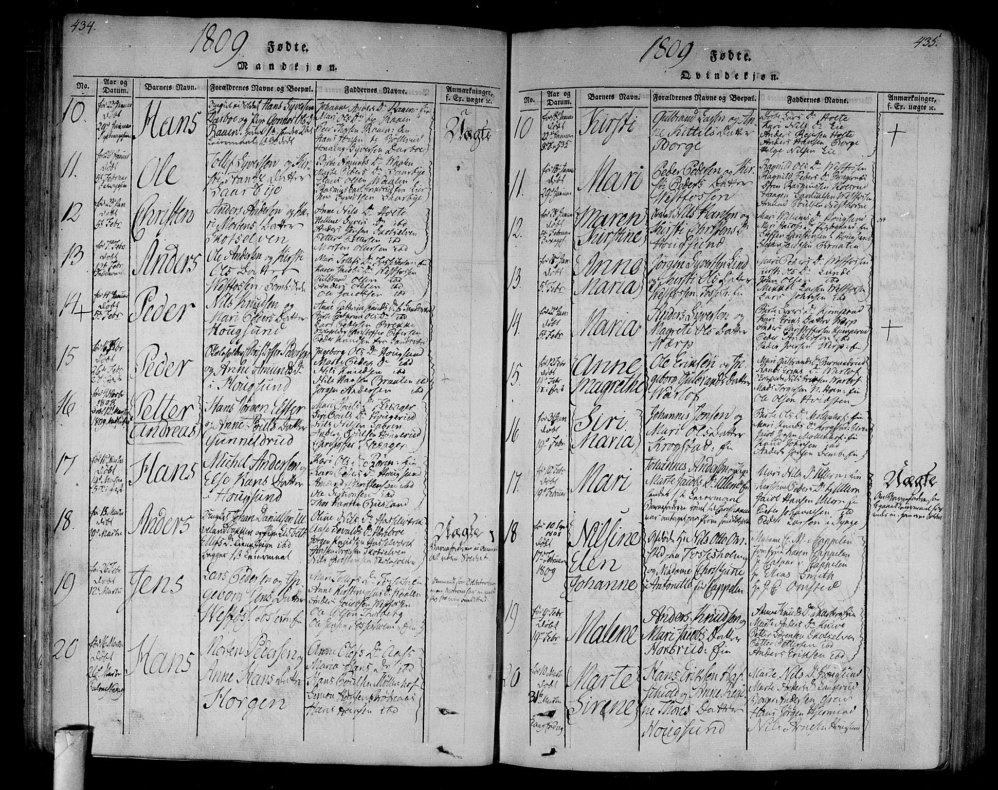 Eiker kirkebøker, AV/SAKO-A-4/F/Fa/L0010: Ministerialbok nr. I 10, 1806-1815, s. 434-435