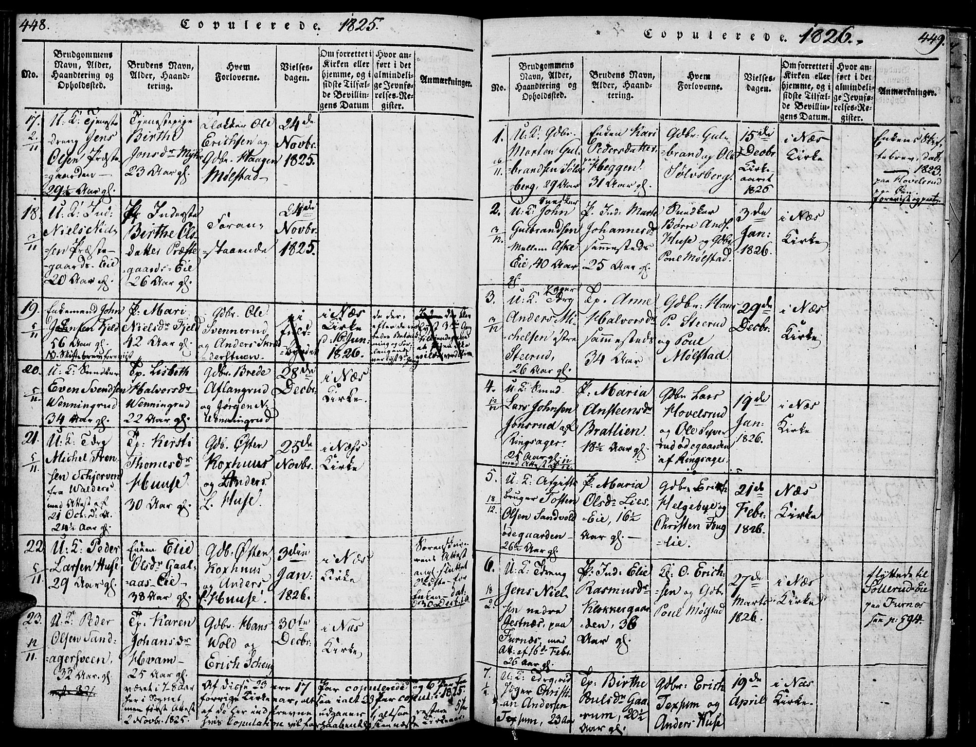 Nes prestekontor, Hedmark, AV/SAH-PREST-020/K/Ka/L0002: Ministerialbok nr. 2, 1813-1827, s. 448-449