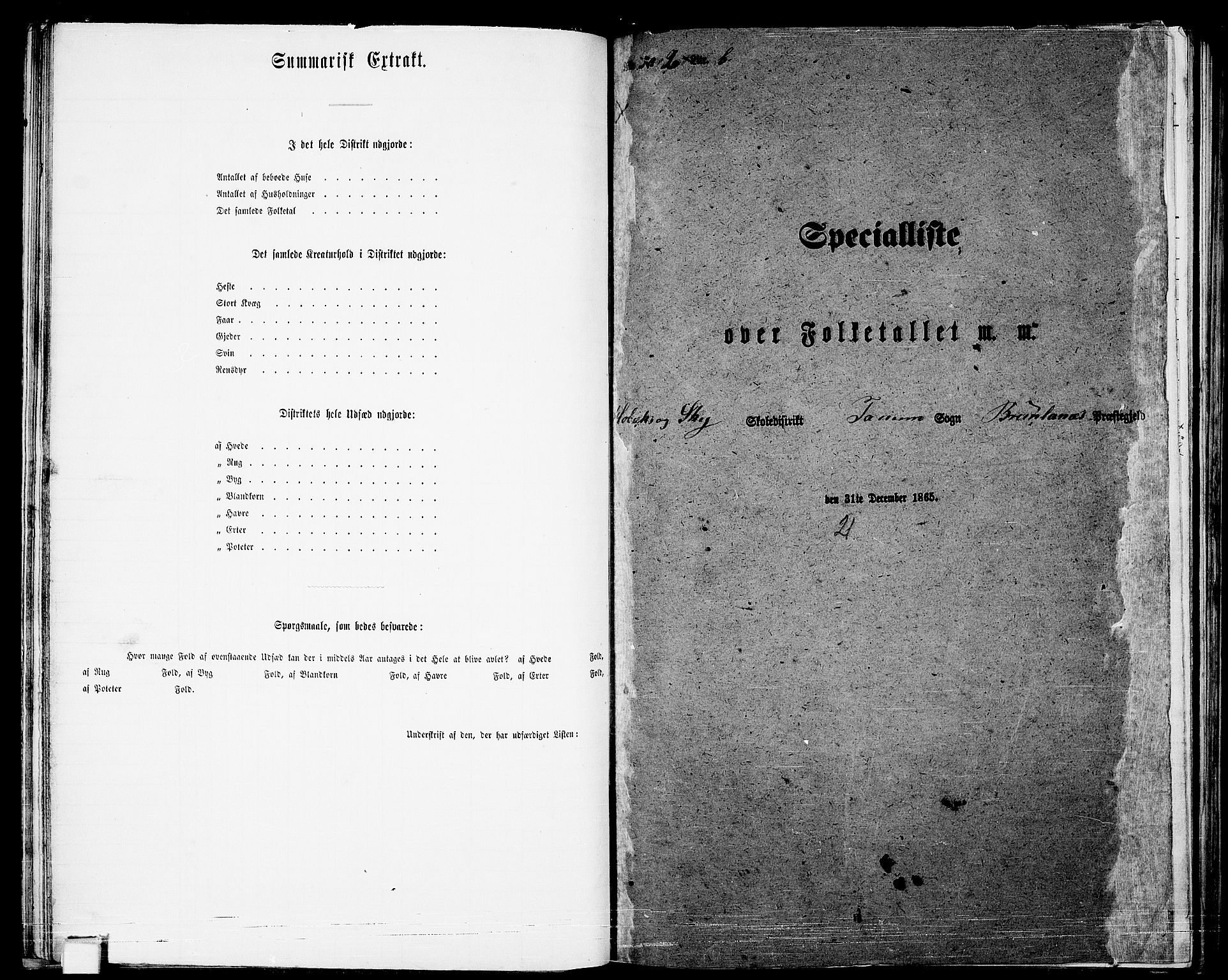 RA, Folketelling 1865 for 0726P Brunlanes prestegjeld, 1865, s. 42