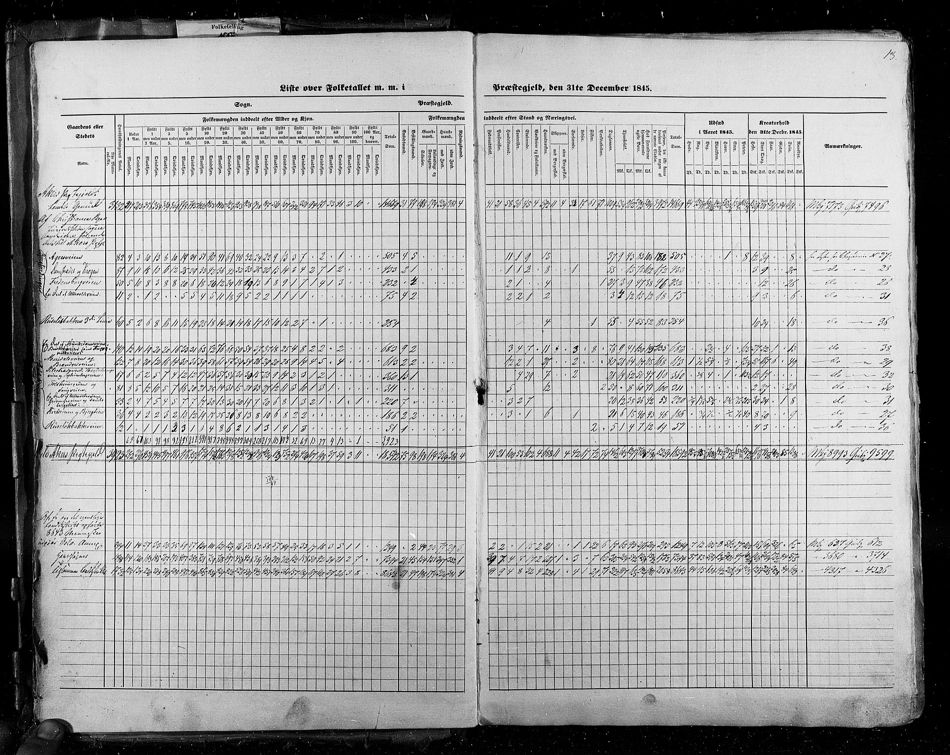 RA, Folketellingen 1845, bind 2: Smålenenes amt og Akershus amt, 1845, s. 13