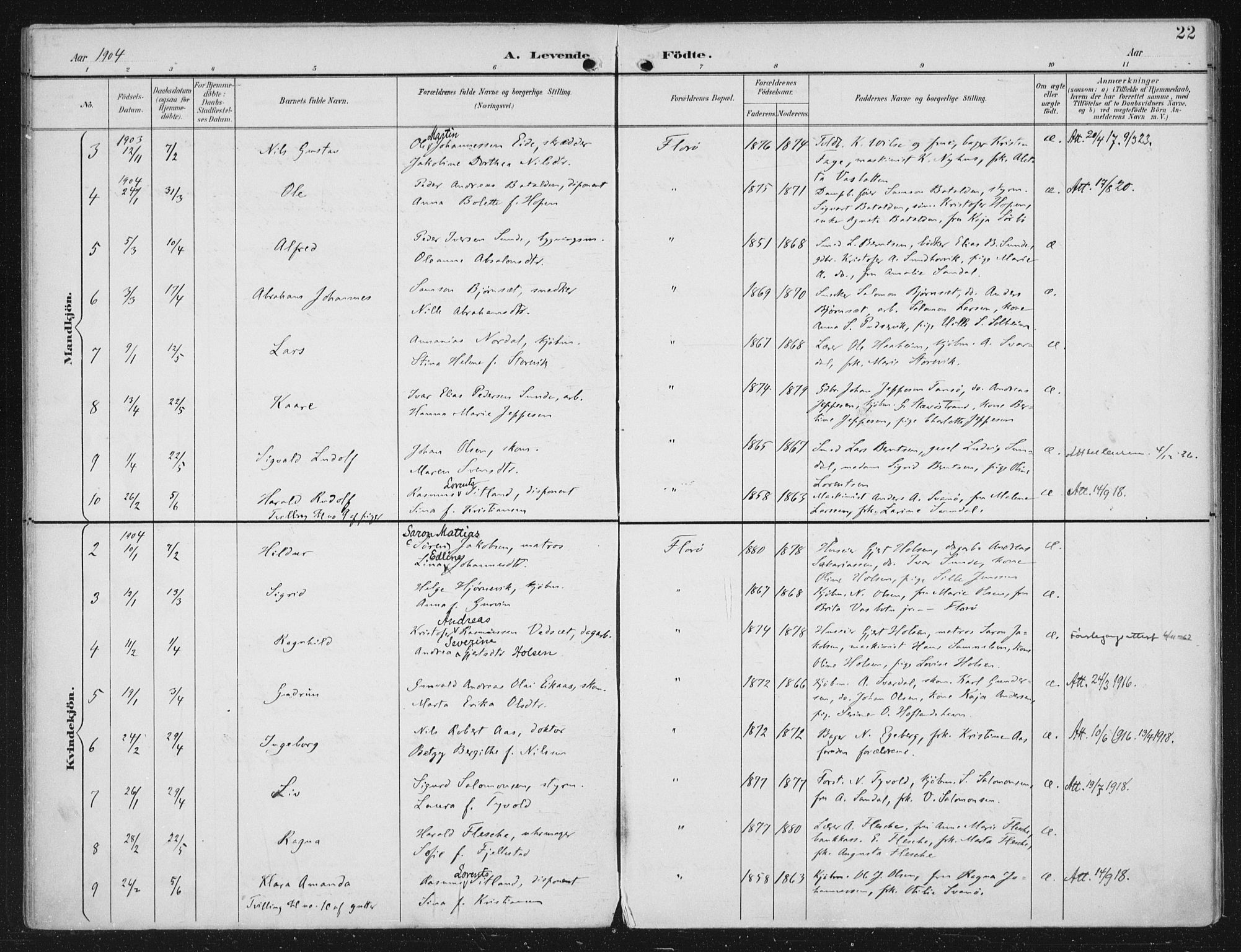 Kinn sokneprestembete, AV/SAB-A-80801/H/Haa/Haac/L0002: Ministerialbok nr. C 2, 1895-1916, s. 22