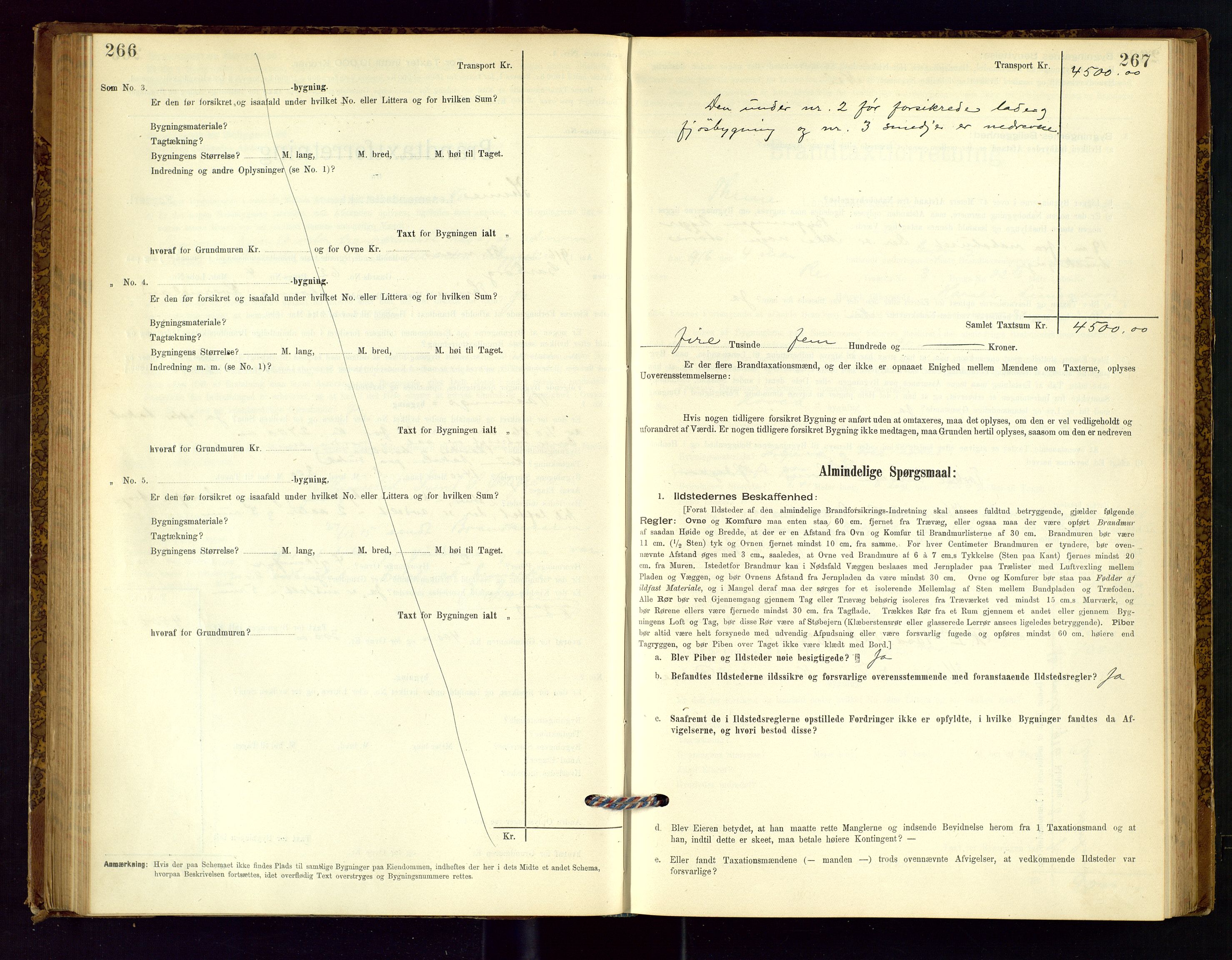 Time lensmannskontor, SAST/A-100420/Gob/L0001: Branntakstprotokoll, 1896-1914, s. 266-267