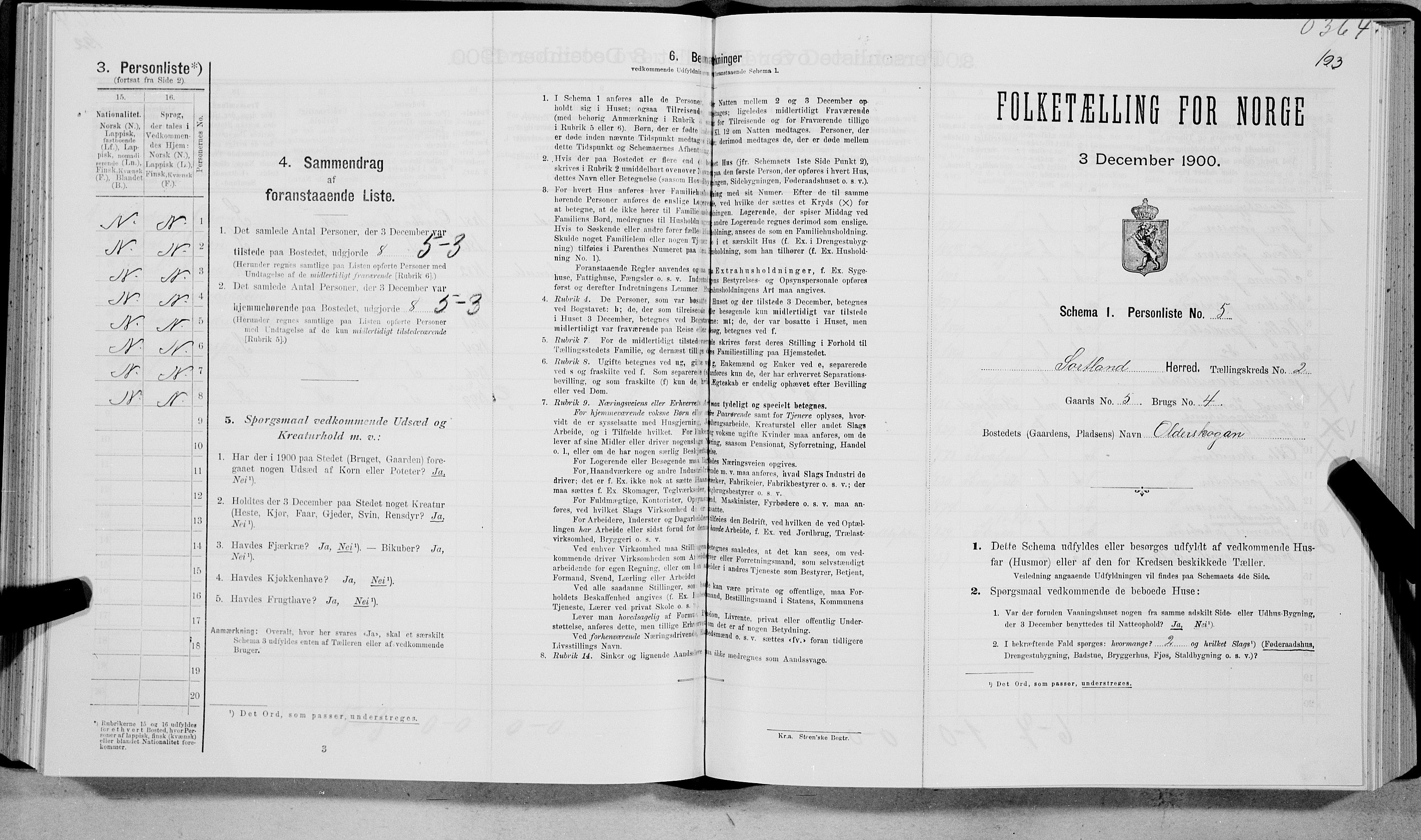 SAT, Folketelling 1900 for 1870 Sortland herred, 1900, s. 212