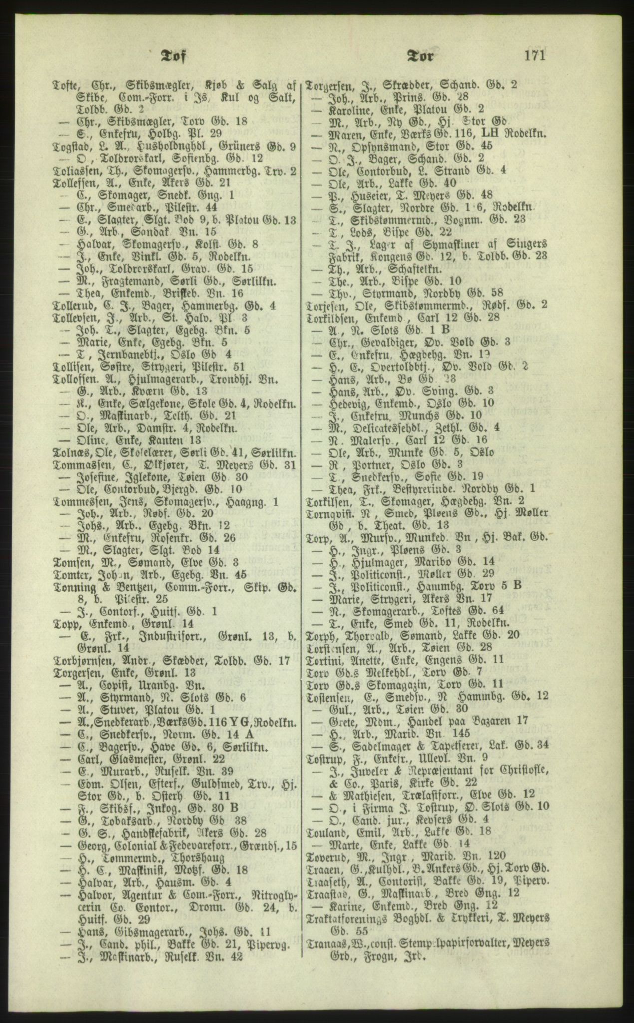 Kristiania/Oslo adressebok, PUBL/-, 1879, s. 171