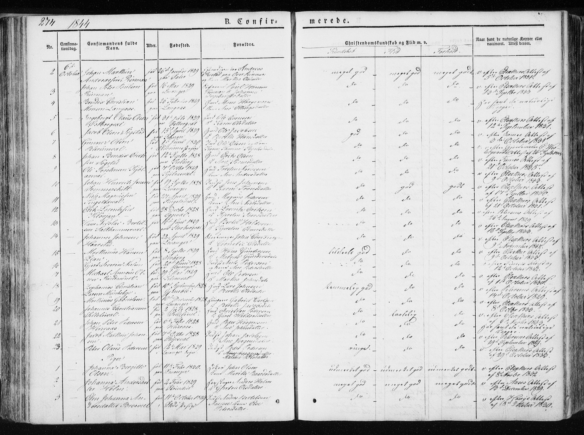 Ministerialprotokoller, klokkerbøker og fødselsregistre - Nord-Trøndelag, SAT/A-1458/717/L0154: Ministerialbok nr. 717A06 /1, 1836-1849, s. 274