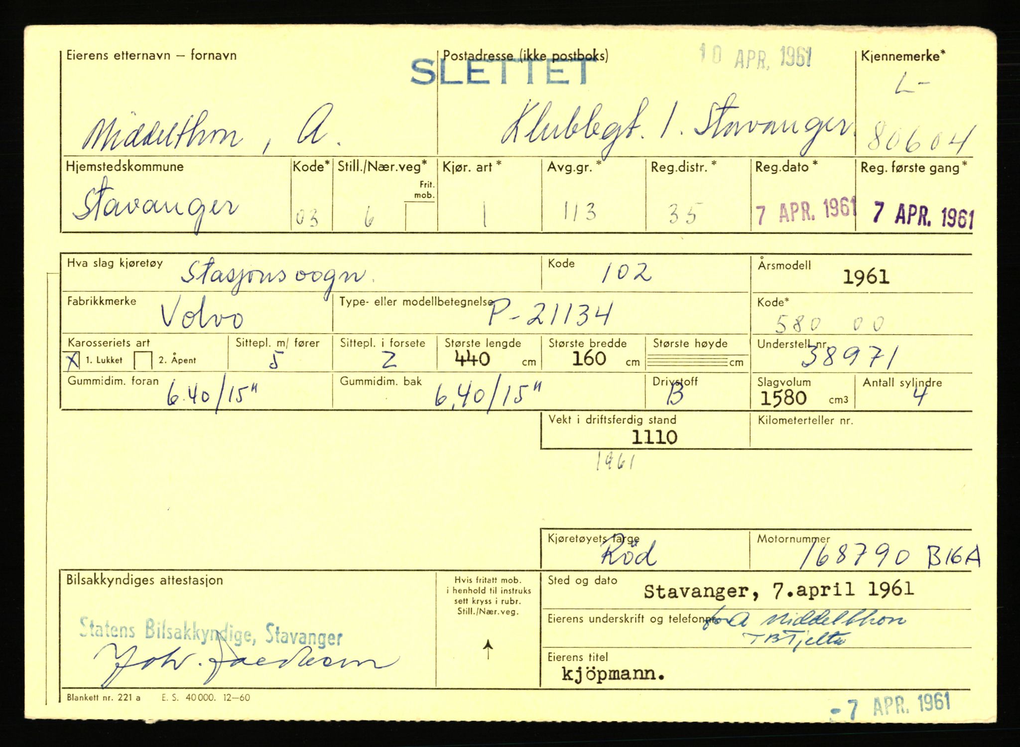 Stavanger trafikkstasjon, SAST/A-101942/0/F/L0071: L-80500 - L-82199, 1930-1971, s. 143