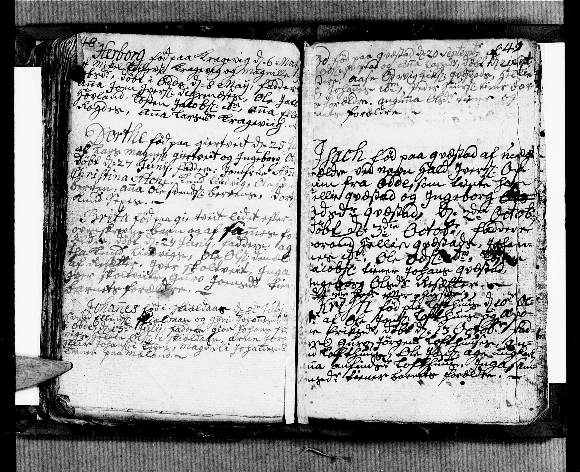 Ullensvang sokneprestembete, SAB/A-78701/H/Hab: Klokkerbok nr. B 2, 1766-1768, s. 48-49
