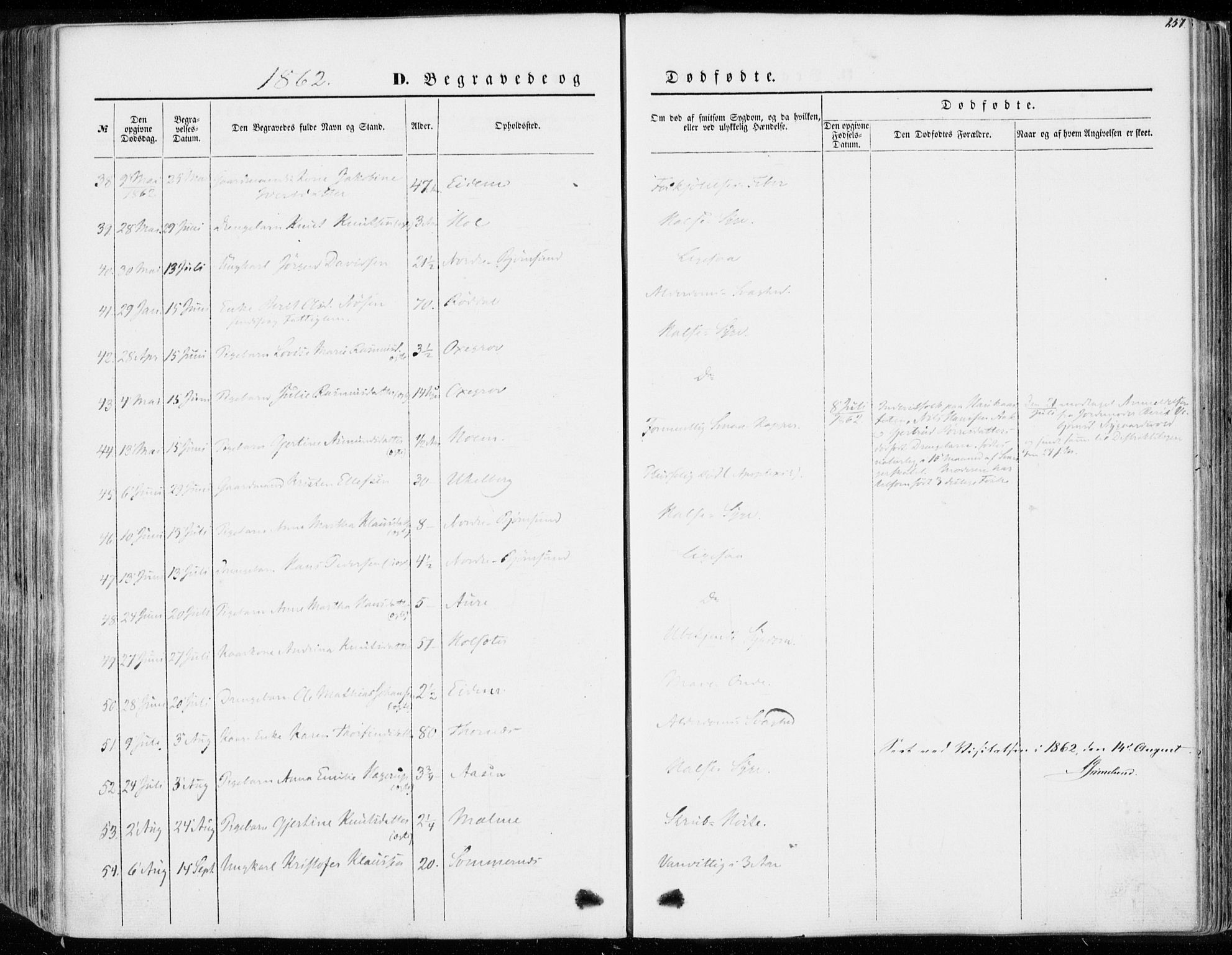 Ministerialprotokoller, klokkerbøker og fødselsregistre - Møre og Romsdal, AV/SAT-A-1454/565/L0748: Ministerialbok nr. 565A02, 1845-1872, s. 257