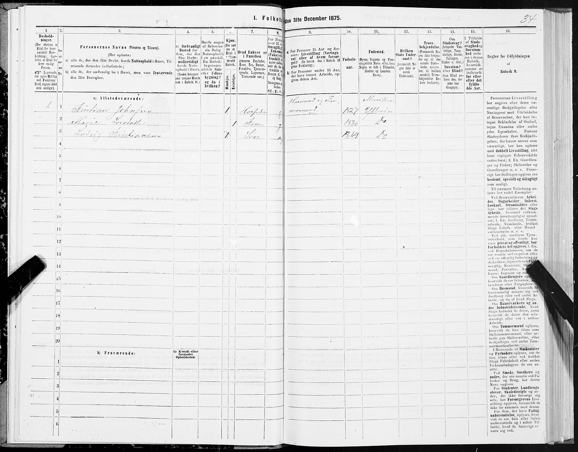 SAT, Folketelling 1875 for 1722P Ytterøy prestegjeld, 1875, s. 3034