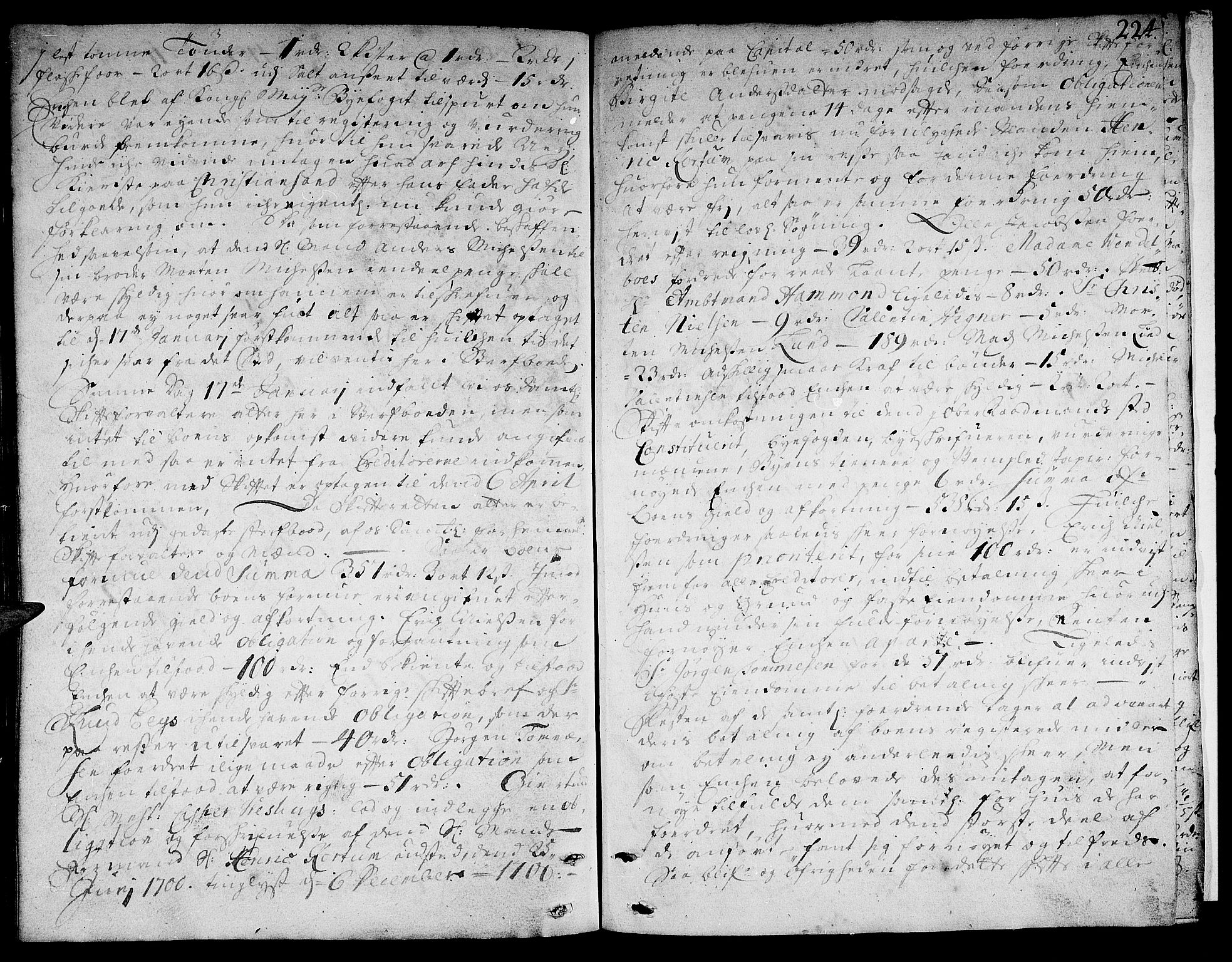 Stavanger byfogd, AV/SAST-A-101408/001/5/50/503BB/L0003: Skifteprotokoll, 1695-1707, s. 223b-224a