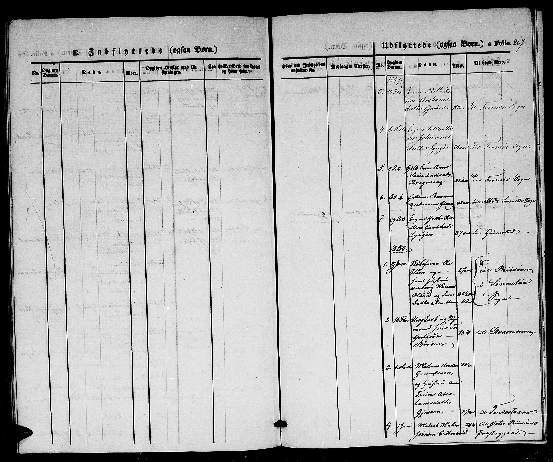 Dypvåg sokneprestkontor, AV/SAK-1111-0007/F/Fb/Fba/L0010: Klokkerbok nr. B 10, 1842-1857, s. 207