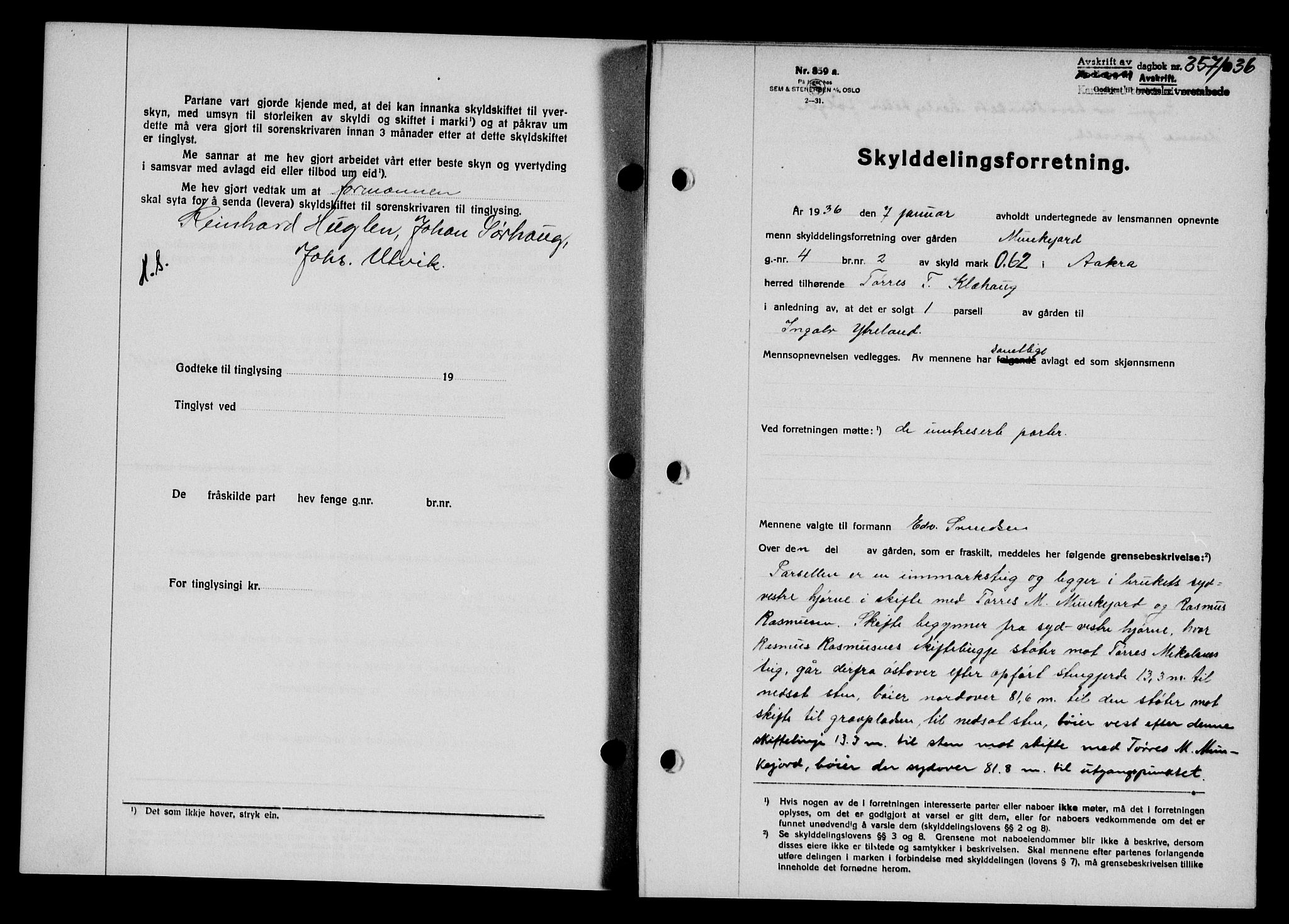 Karmsund sorenskriveri, SAST/A-100311/01/II/IIB/L0066: Pantebok nr. 47A, 1936-1936, Dagboknr: 357/1936